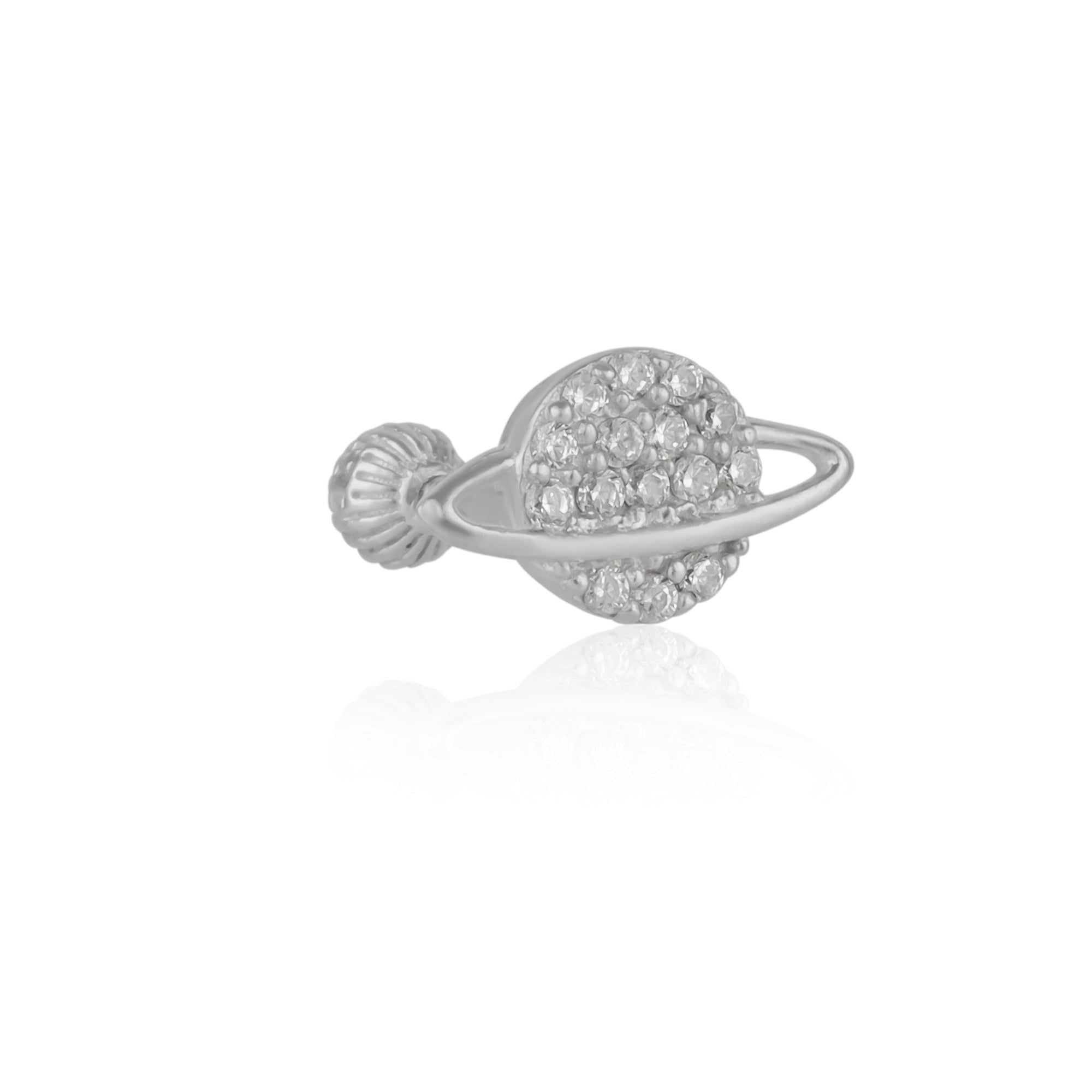 Spero London Silver Jewelled Saturn Piercing In Sterling