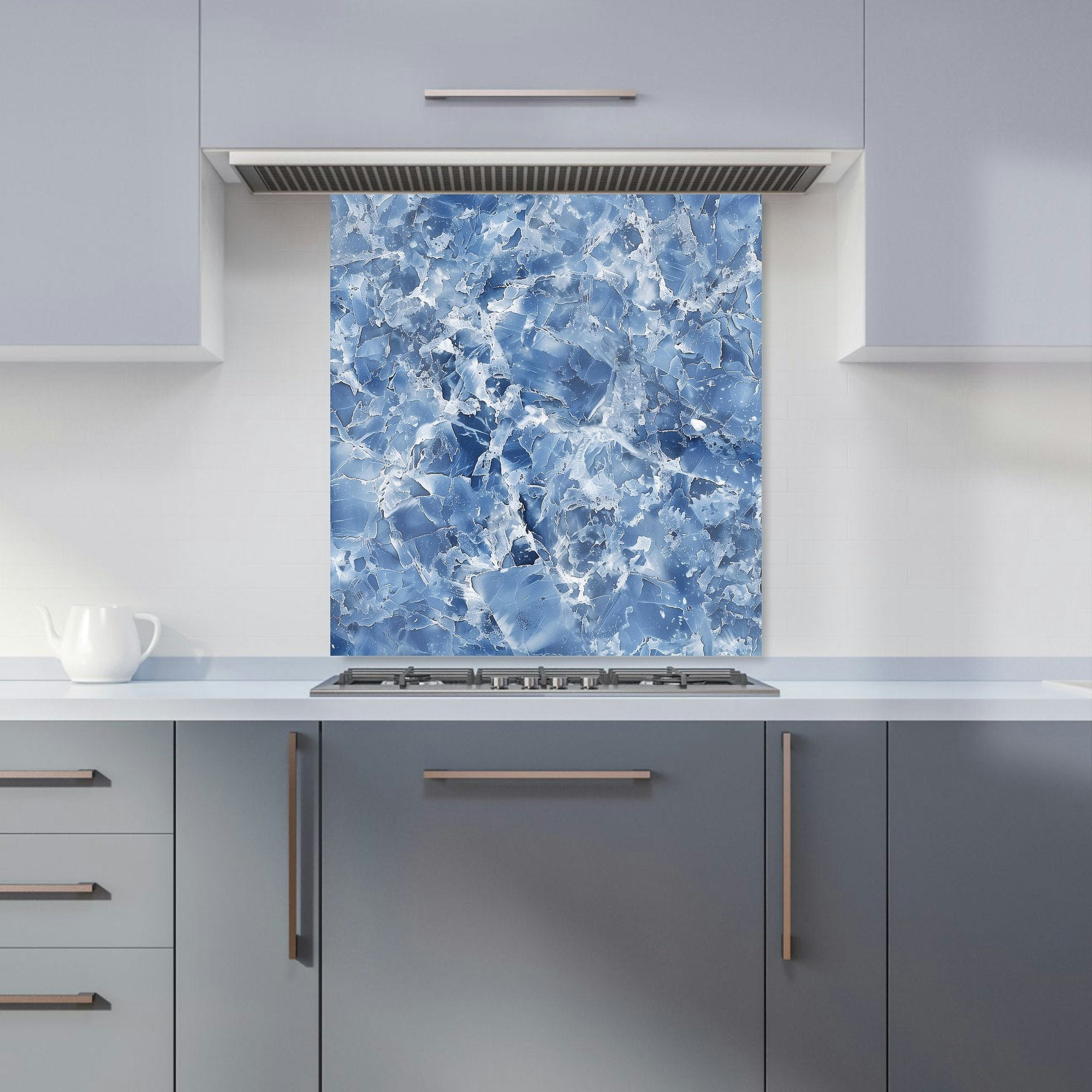 Warren Reed Blue - Designer Coastal Quartz Effect Kitchen Splashback - W700mm X H650mm