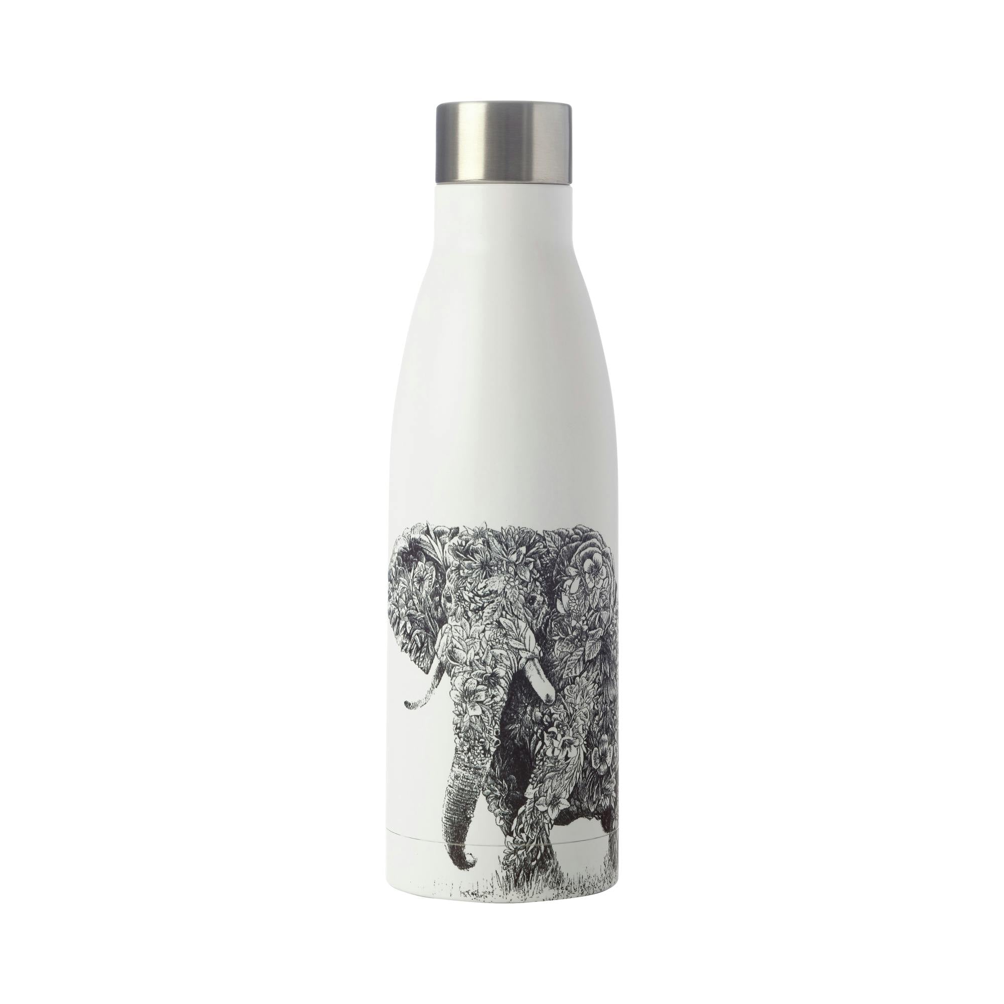 Maxwell & Williams White Marini Ferlazzo Insulated Water Bottle With African Elephant Design, Double Wall Stainless Steel, 500 Ml - Image 4