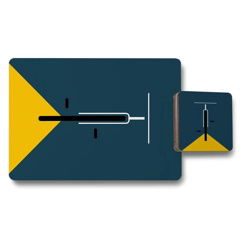 Benjamin Tate Design Yellow Set Of 12 Placemat And Coaster Set 11X8 Placemats 3.7X3.7 Coasters