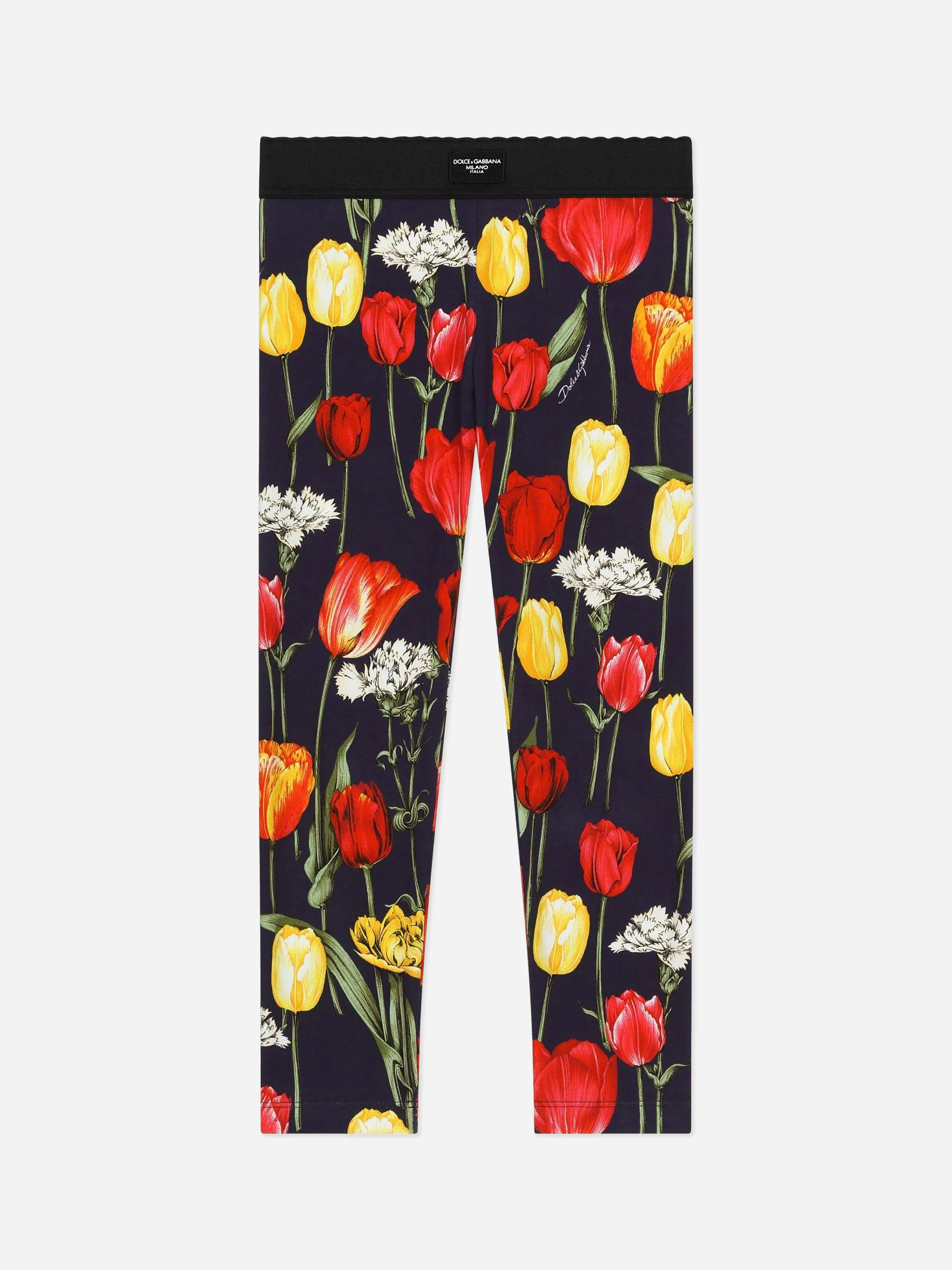 Dolce & Gabbana Kids Girls Dolce & Gabbana Tulip Print Leggings In Multicolour - Multicoloured - 6 Yrs