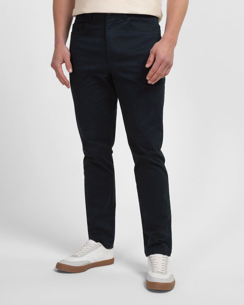 Steel & Jelly Black Five Pocket Chino Trousers - Navy - 38R