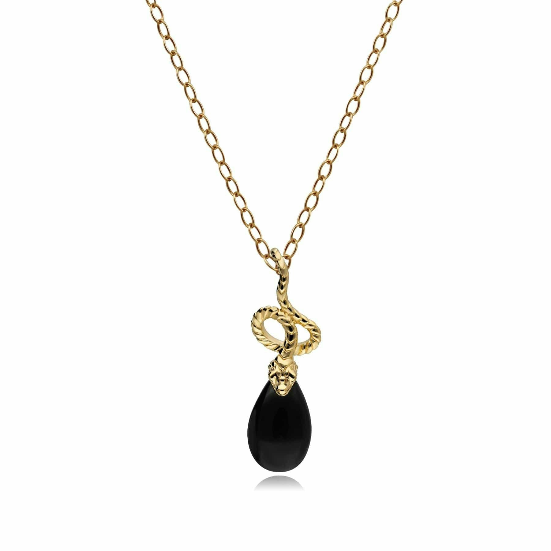 Gemondo Women's Onyx/Gold/Silver Ecfew™ Winding Snake Pendant In Plated Sterling