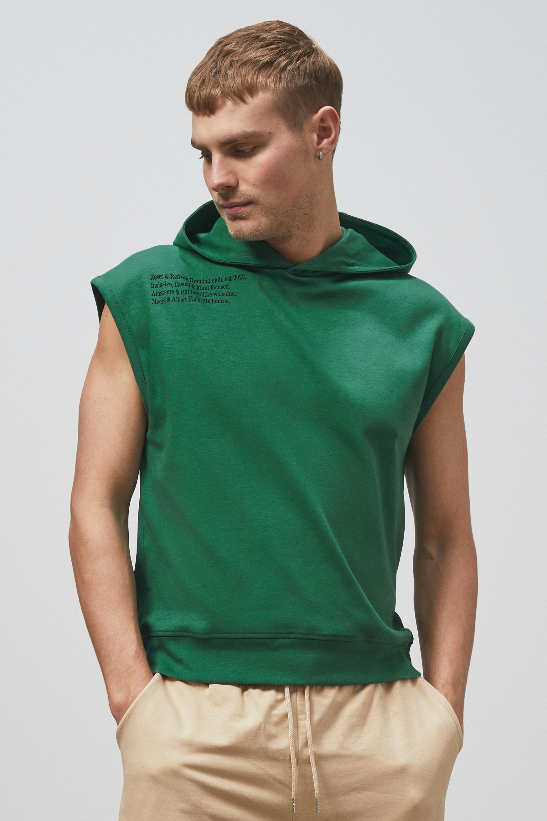 Enorsia Men's Green Contrast Printed Hoodie - Xxl - 100% Cotton
