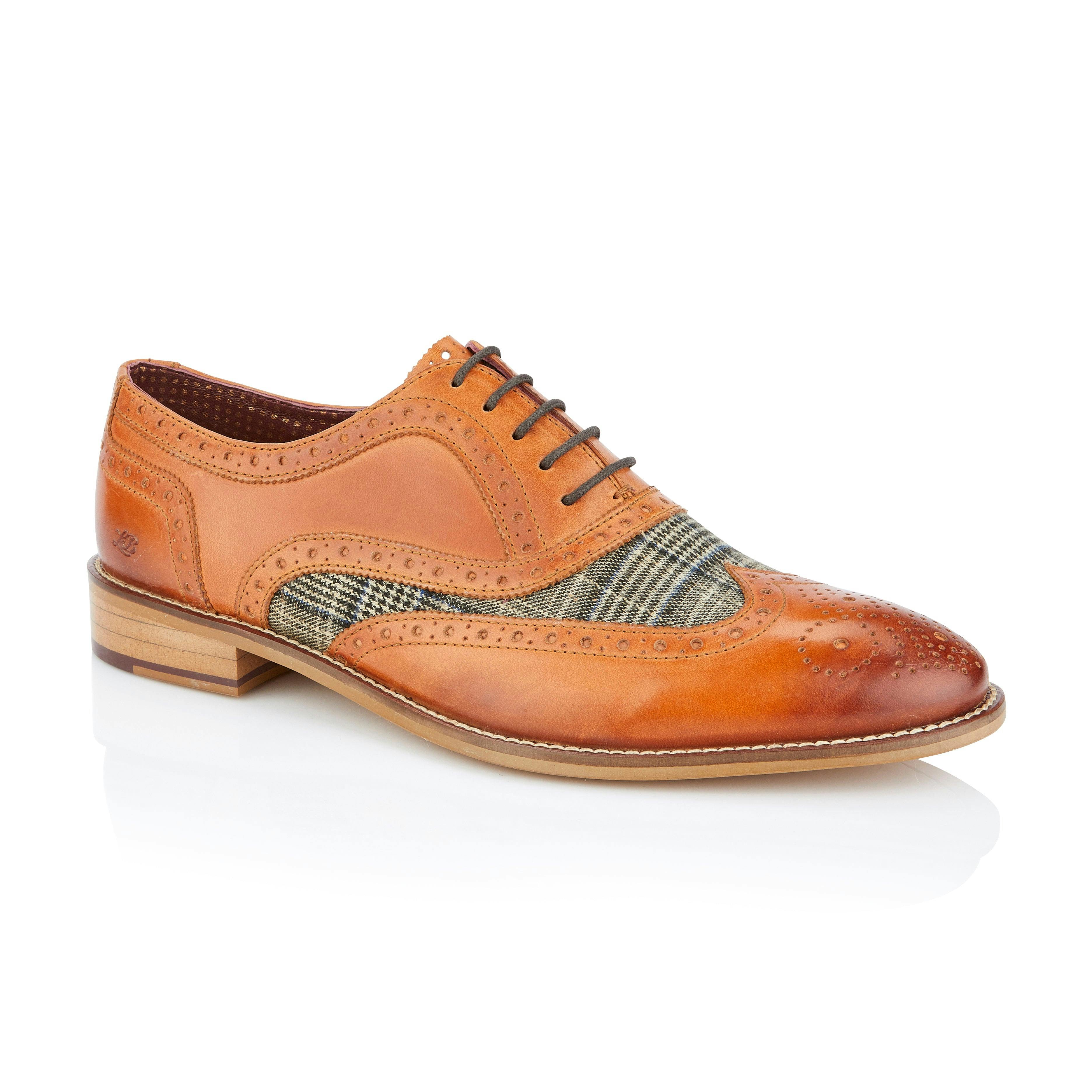London Brogues Men's Shelby Oxford Tan / Tweed - 10
