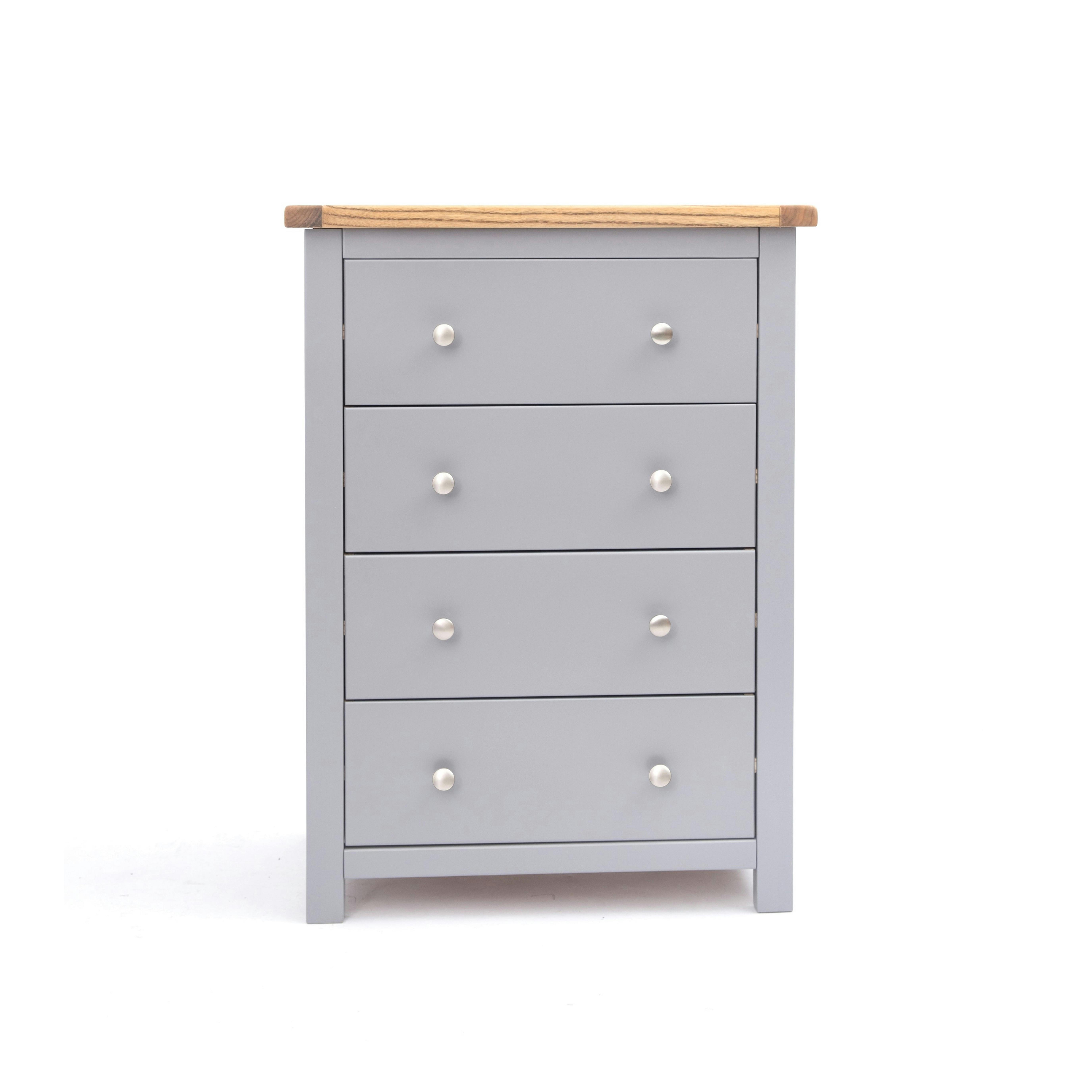 Rackhams Grey Mirano 4 Drawer Chest Of Drawers Chrome Knob