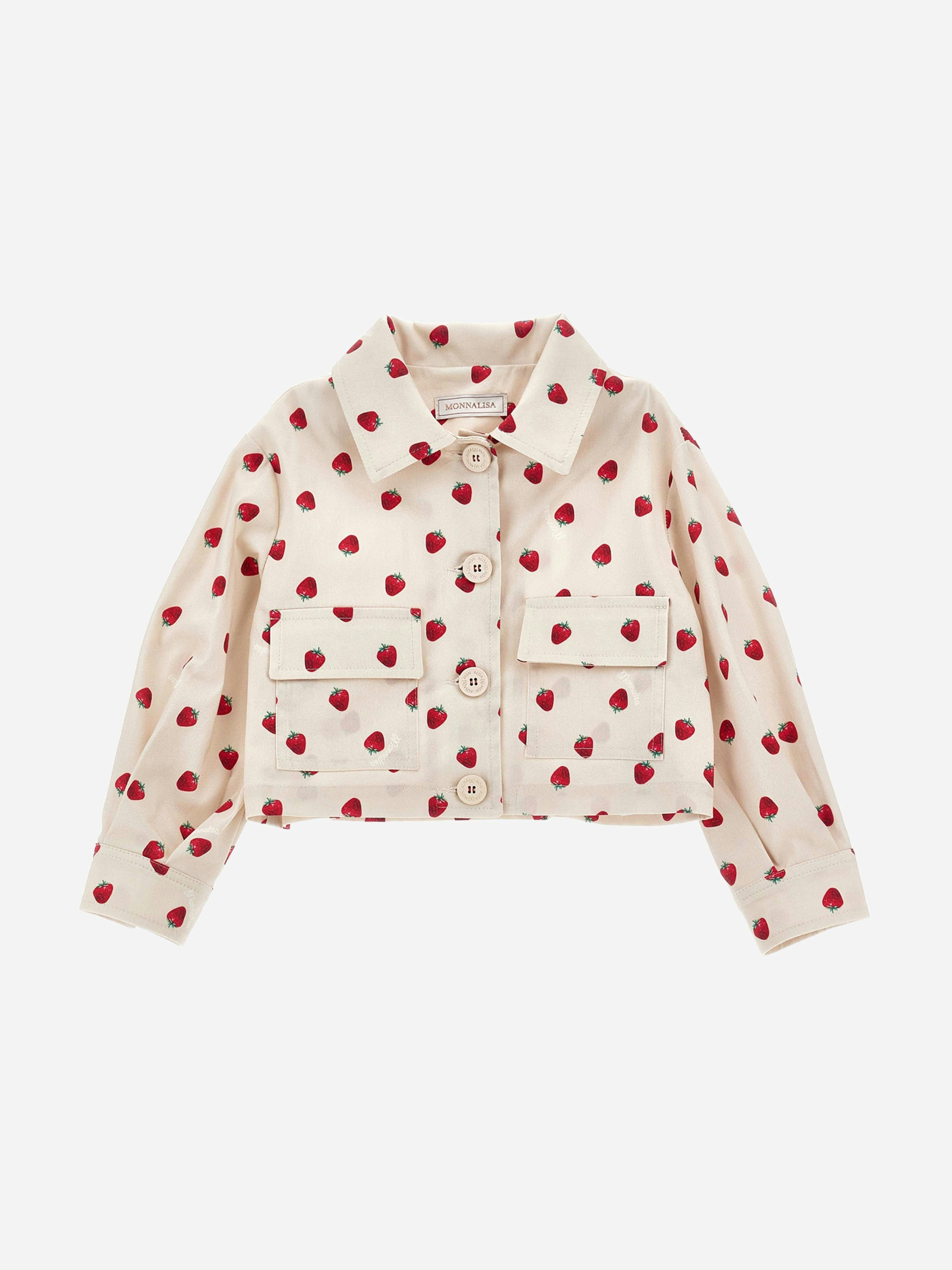 Monnalisa Girls Beige Gabardine Jacket In - 6 Yrs
