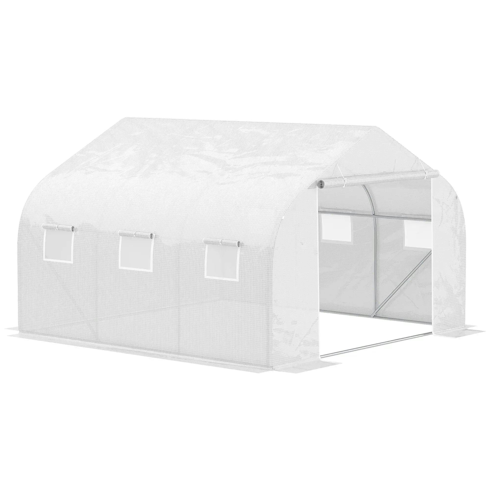 B&Q - Walk-In Polytunnel Greenhouse W/ Roll Up Door Windows4.5X3X2 M White - Image 4