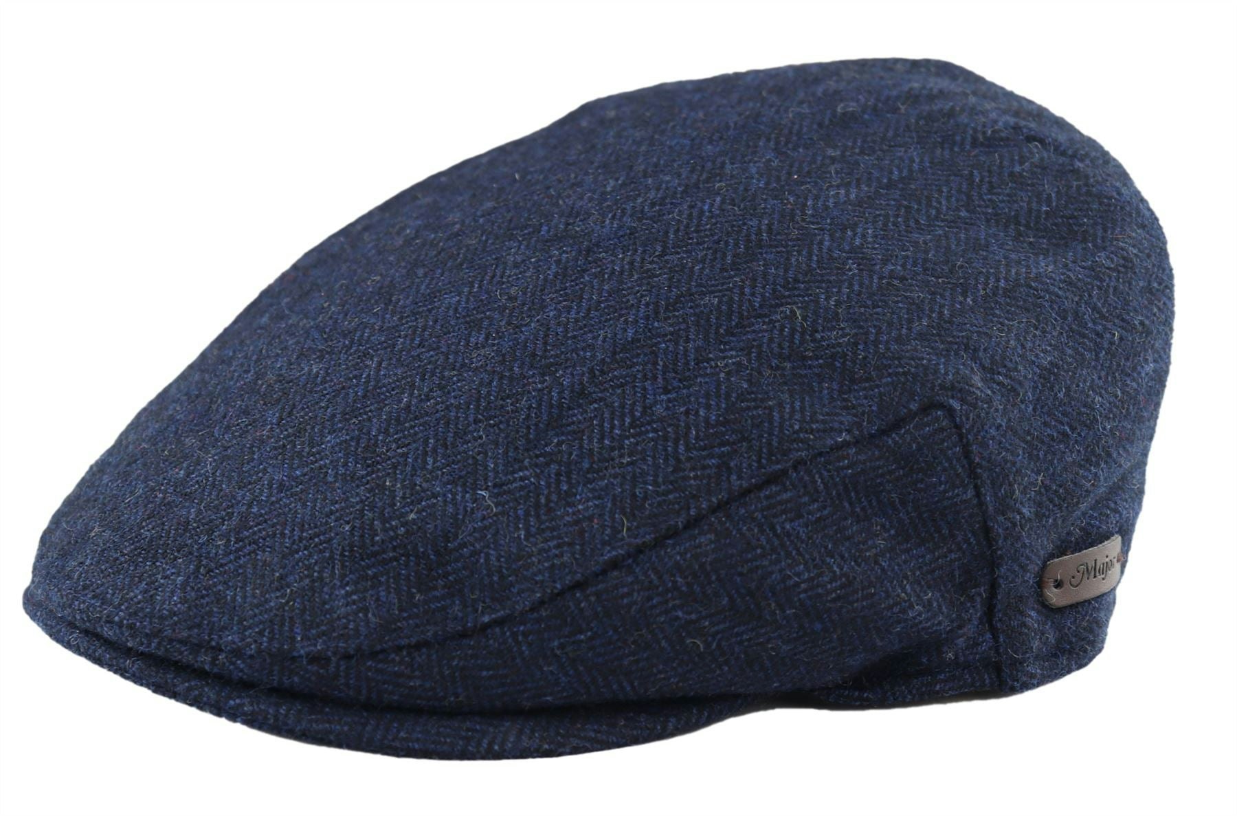 Major Men's Flat Cap Wool Herringbone Tweed Classic 1920S Unisex Del Boy - Navy - Medium