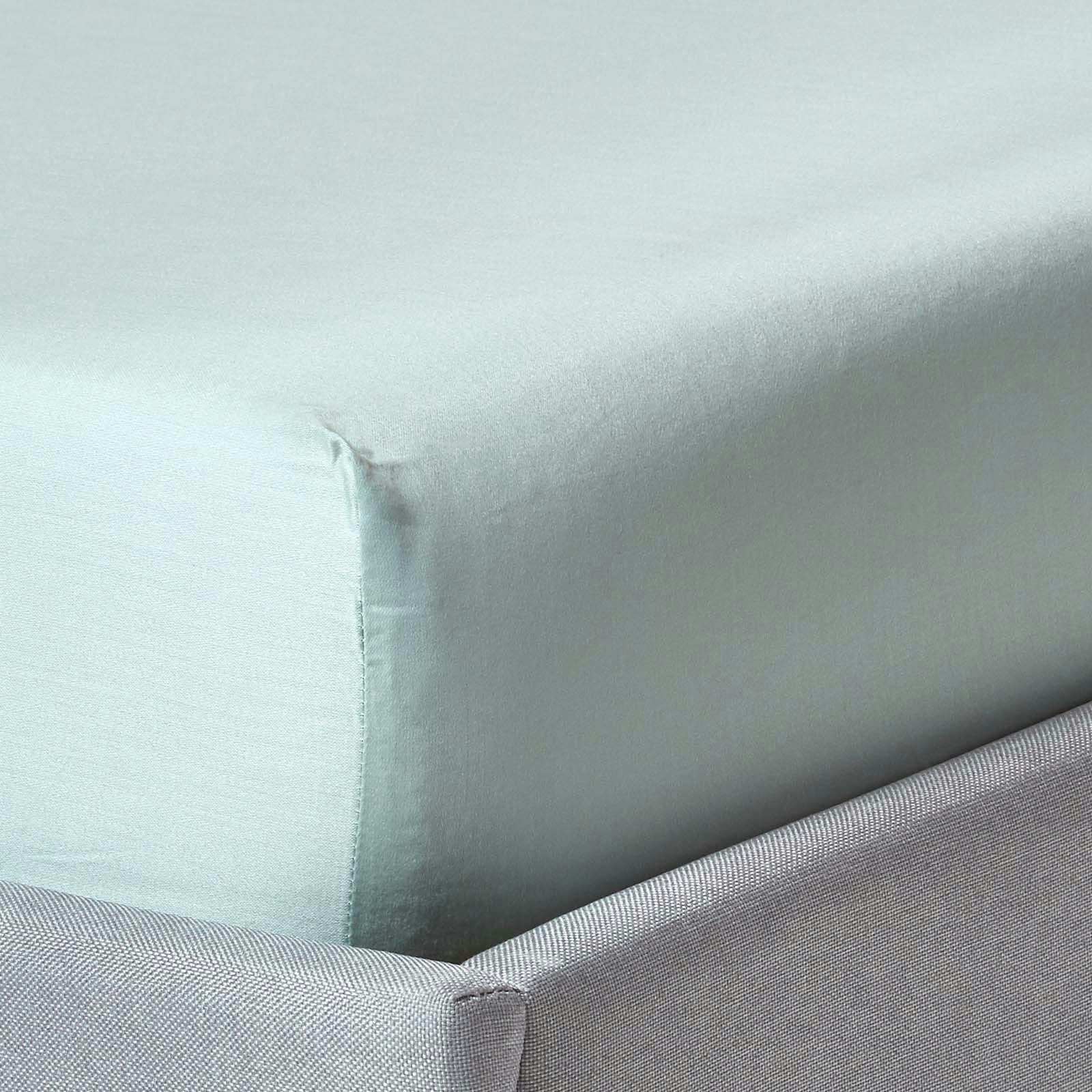 Homescapes Blue Organic 400 Tc Egyptian Cotton Sateen Fitted Sheet – 30 Cm Deep - Duck Egg - King