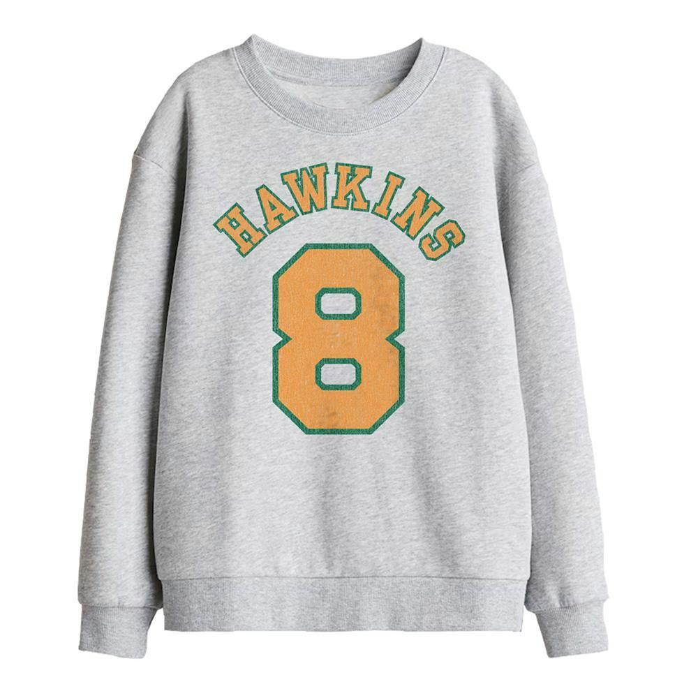 Stranger Things Kids Hawkins No 8 Sweatshirt - Athletic Heather - 9-11 Years - Athletic Heather - 50% Cotton/50% Polyester