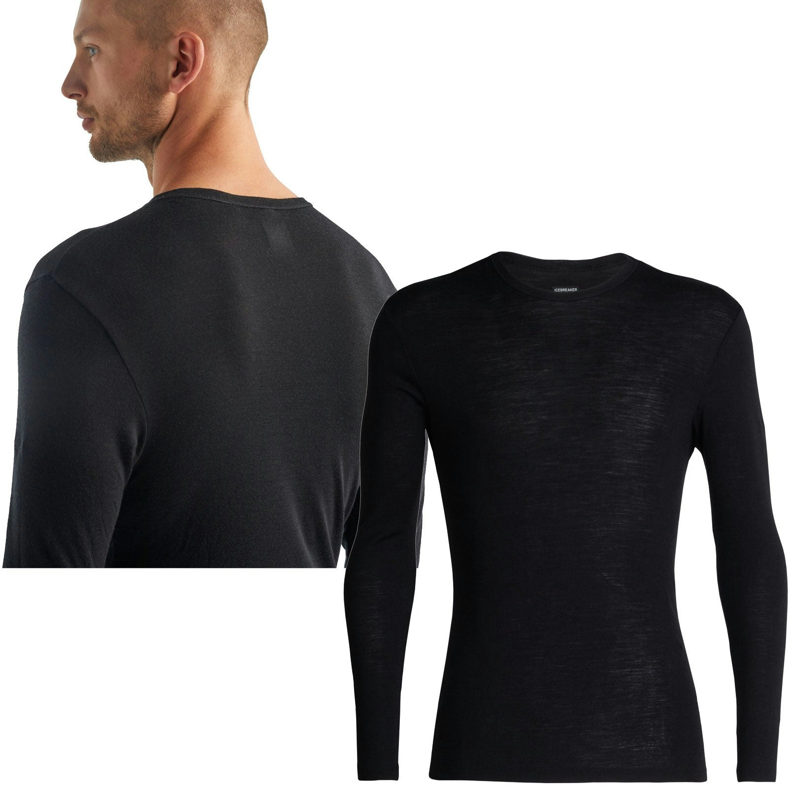 Icebreaker Men's Black Everyday 175 Merino Wool Long Sleeve Base Layer {Ic-104483} - XX-Large