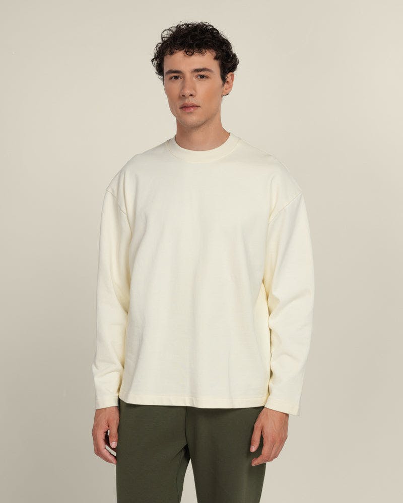 Larsson & Co Praesto - Oversized Stepped Hem Sweatshirt - Xl - Ecru