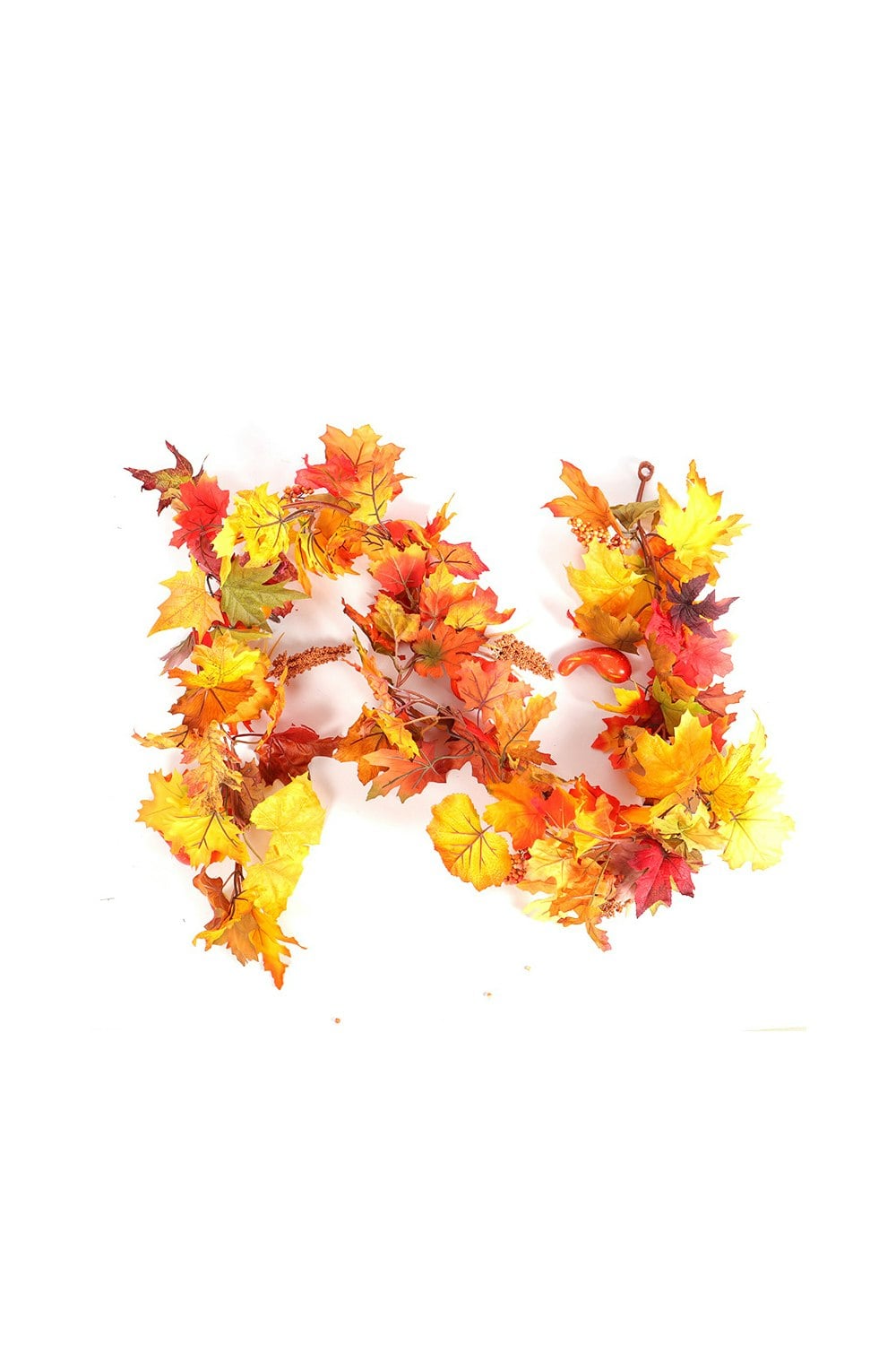 Rackhams Orange 1.8M Artificial Autumn Maple Leaf Pumpkin Vine Garland With Lights