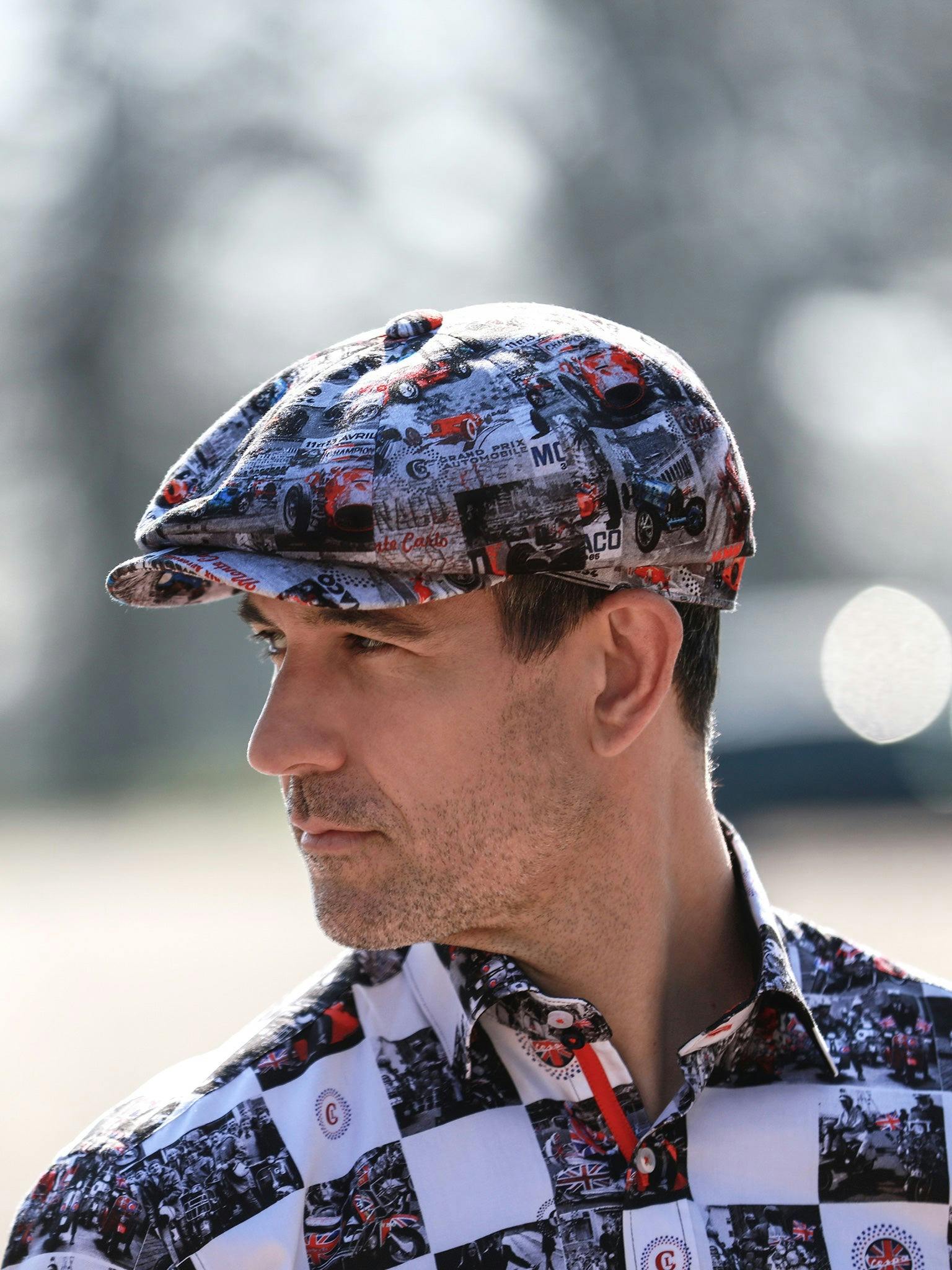 Claudio Lugli Men's Grey Monaco Printed Button-Top Cap - Image 2