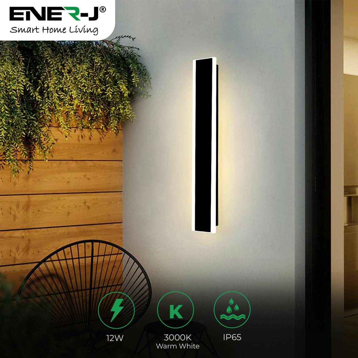 Rackhams Light/Black/White Pir Sensor Outdoor Led Wall Motion Sensor Ip65 12W Warm 600Mm