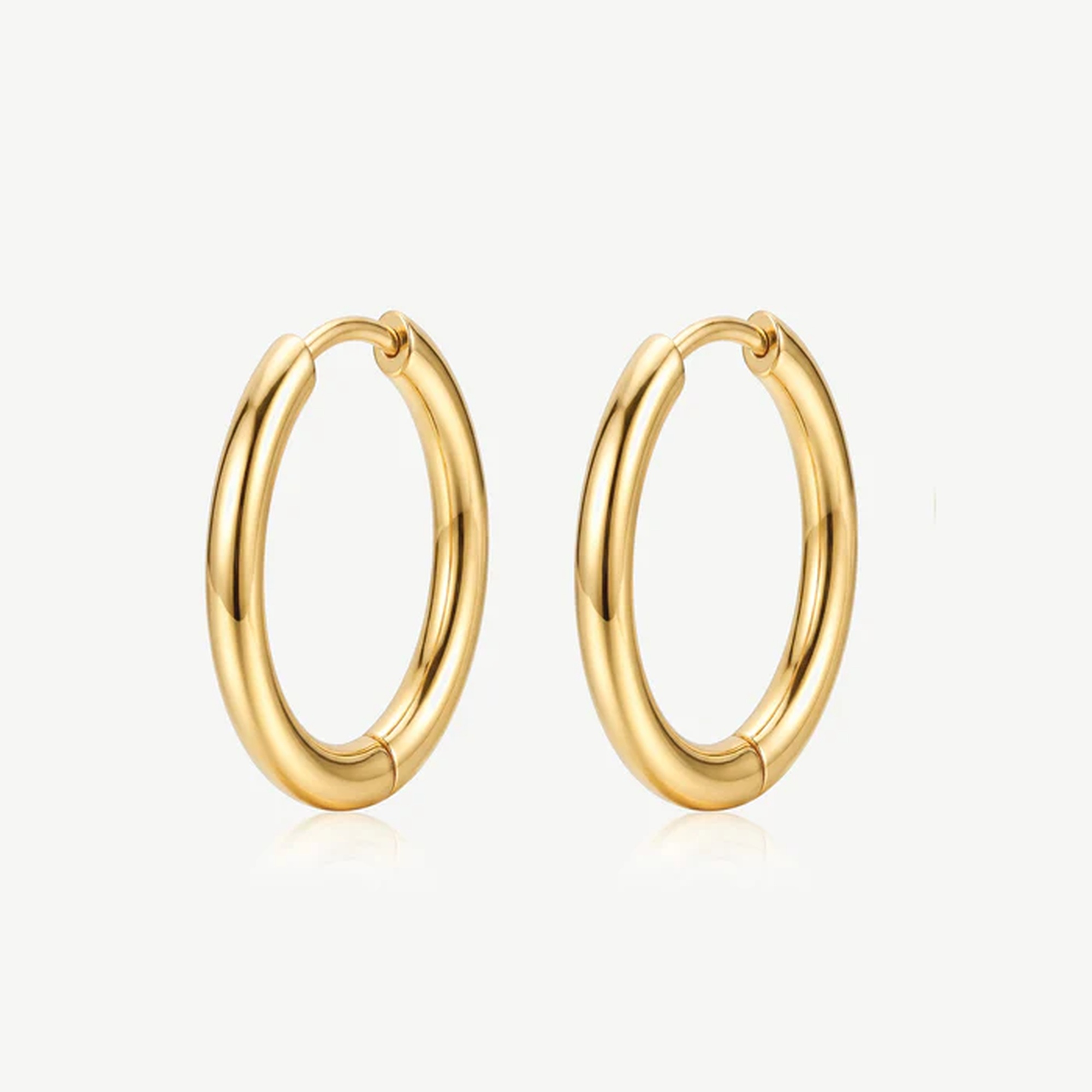 Muchv Gold Solid Hoop Earrings - 22Mm