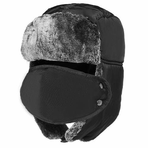 Coolandnew Black Adults Waterproof Thermal Trapper Hat - One Size