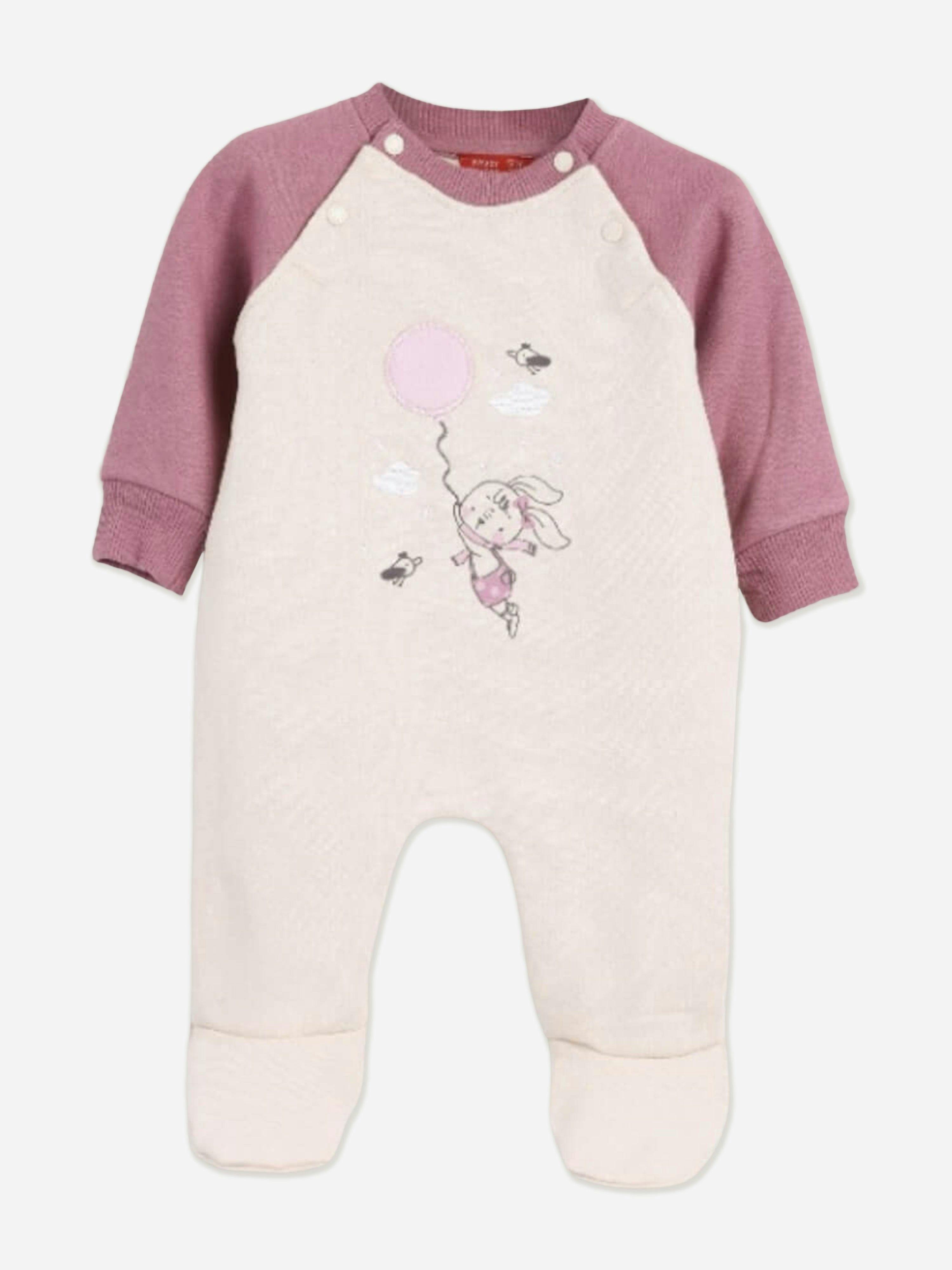 Mininio Women's Pink Baby Girls Embroidered Babygrow In - 0 - 3 Mths