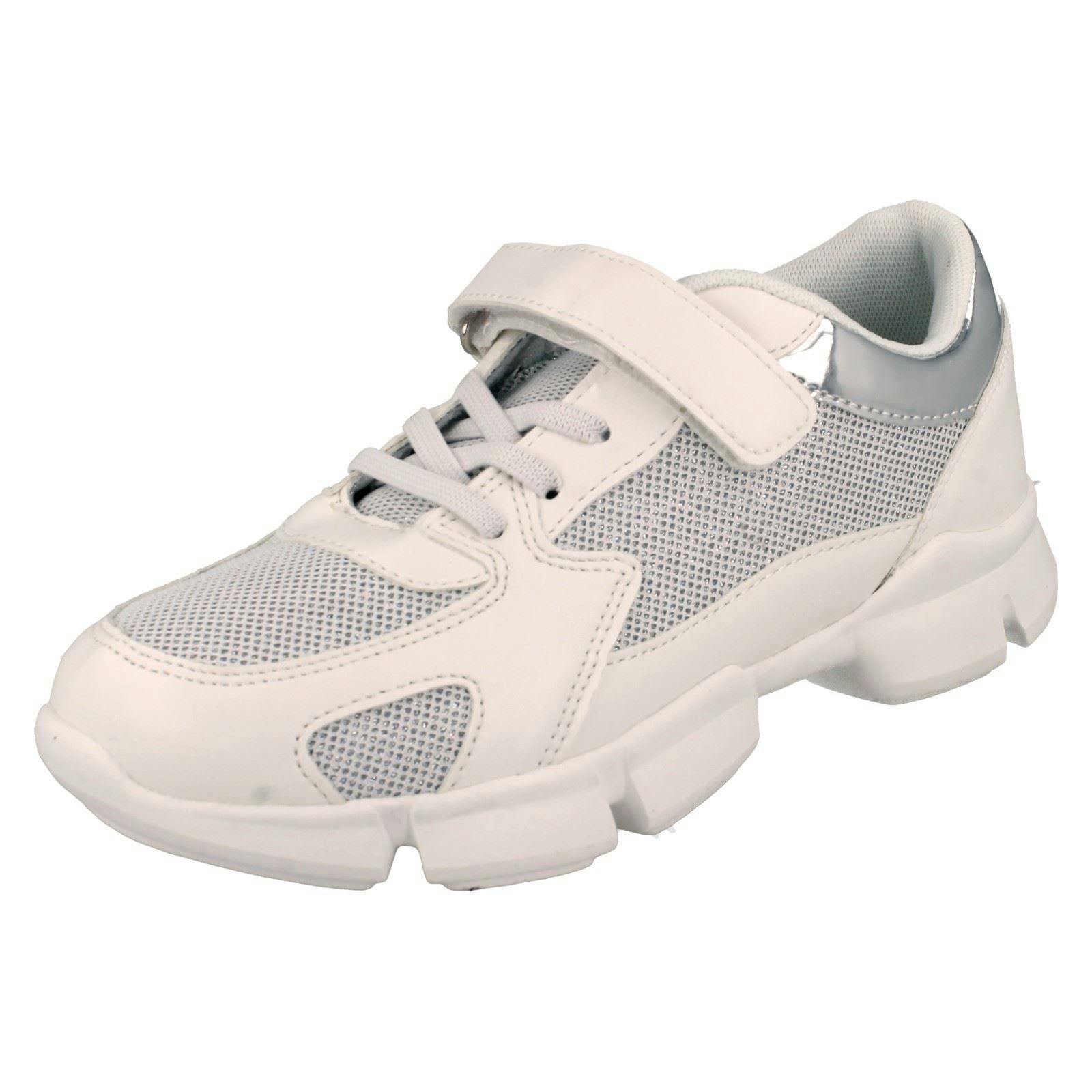 Spot On Girls White Chunky Sole Trainers H2611 - Uk 2 Child