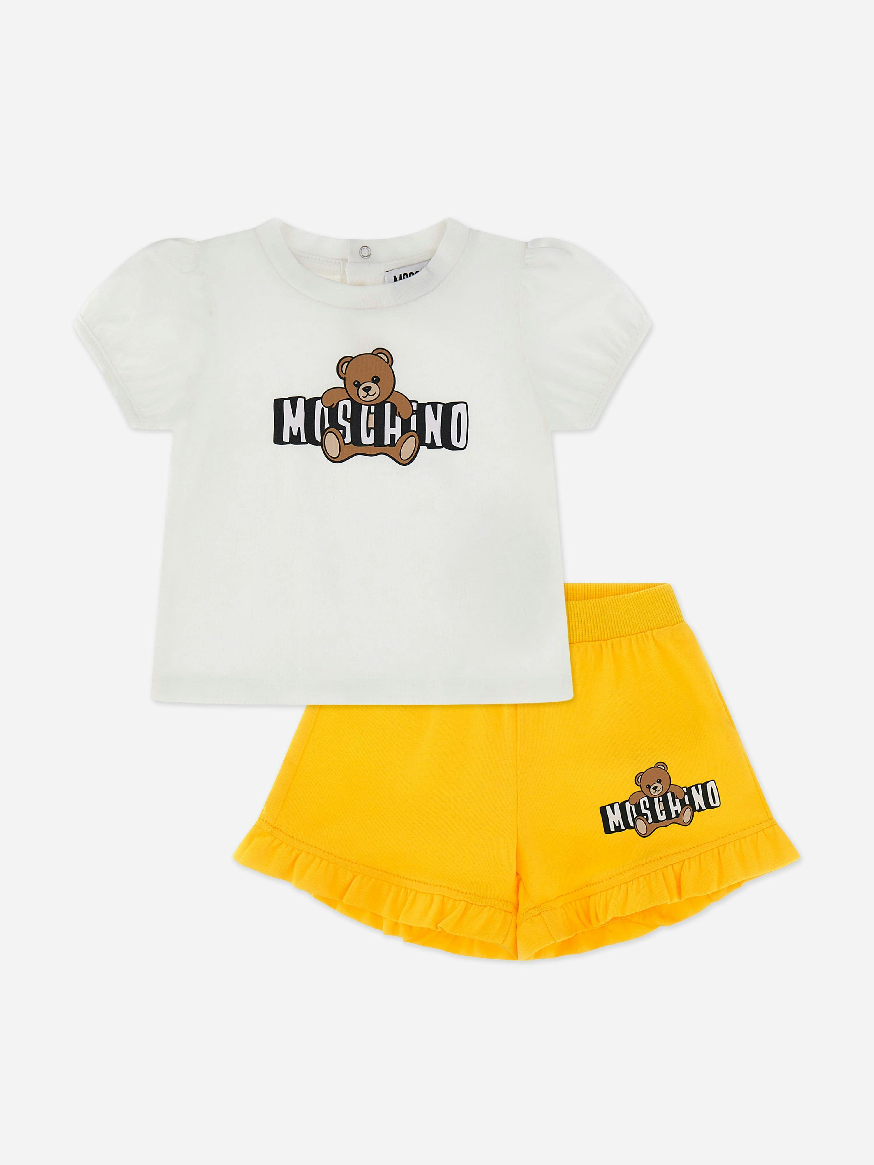 Moschino Kids Girls Yellow Moschino Baby Teddy Bear Short Set In - 18 - 24 Mths