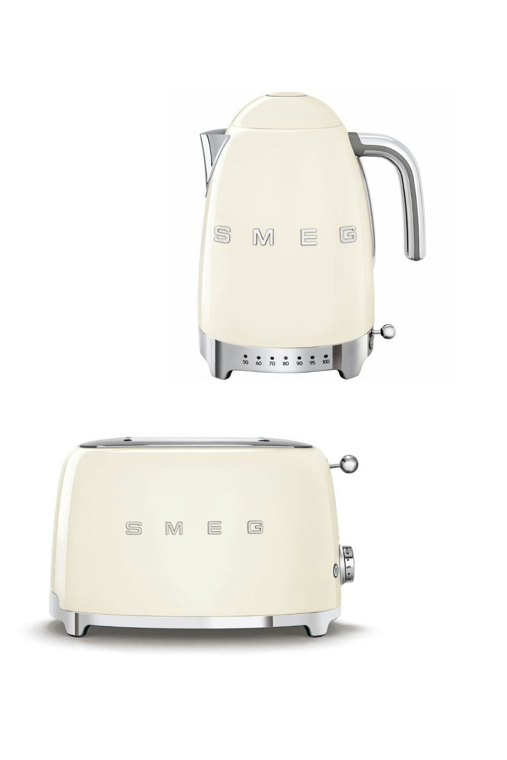 Smeg Cream Bundle Set Tsf01 2-Slice Toaster & Klf04 Variable Temperature Controlled Kettle 1.7L