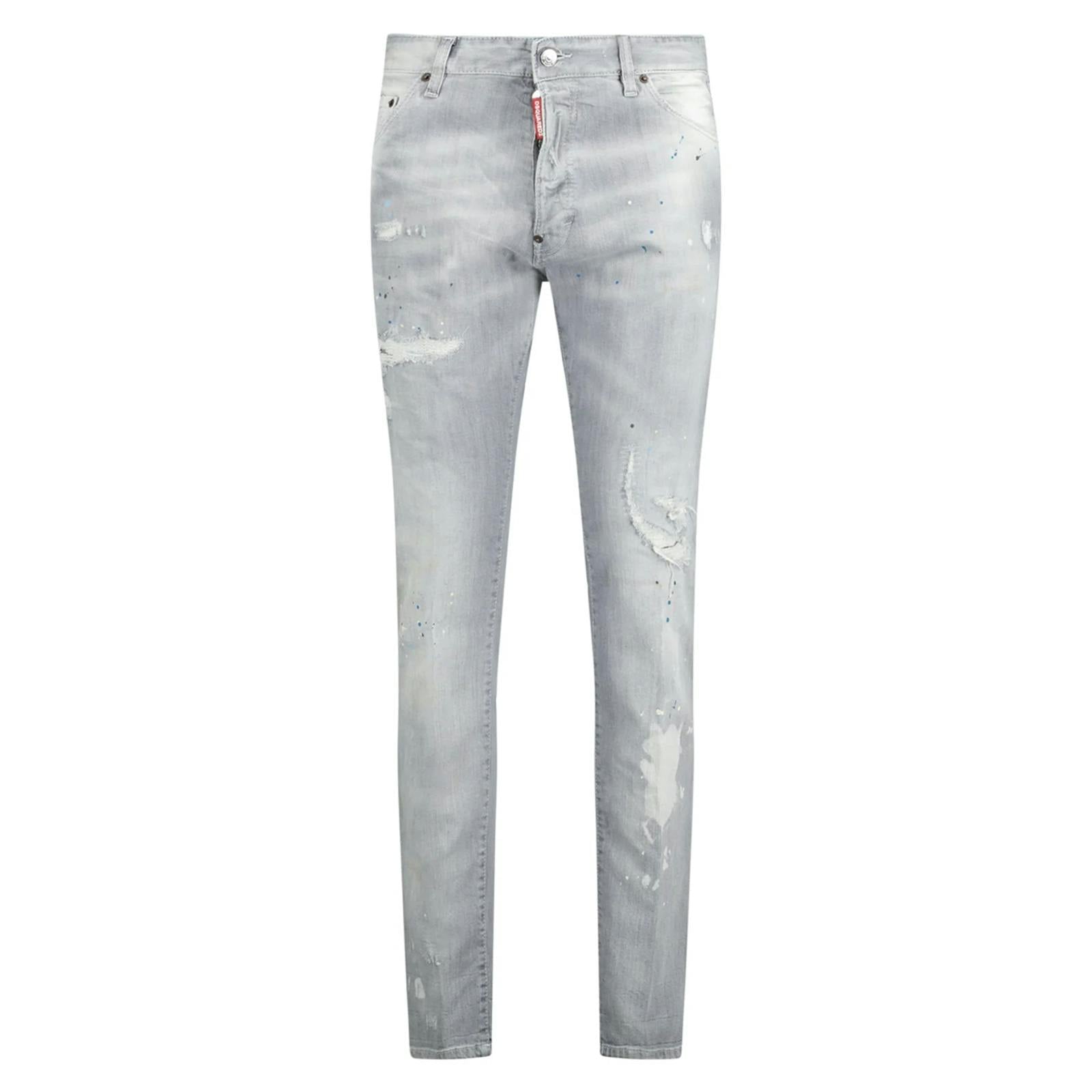 Dsquared Grey Cool Guy Paint Splash Ripped Slim Fit Jeans In - W26