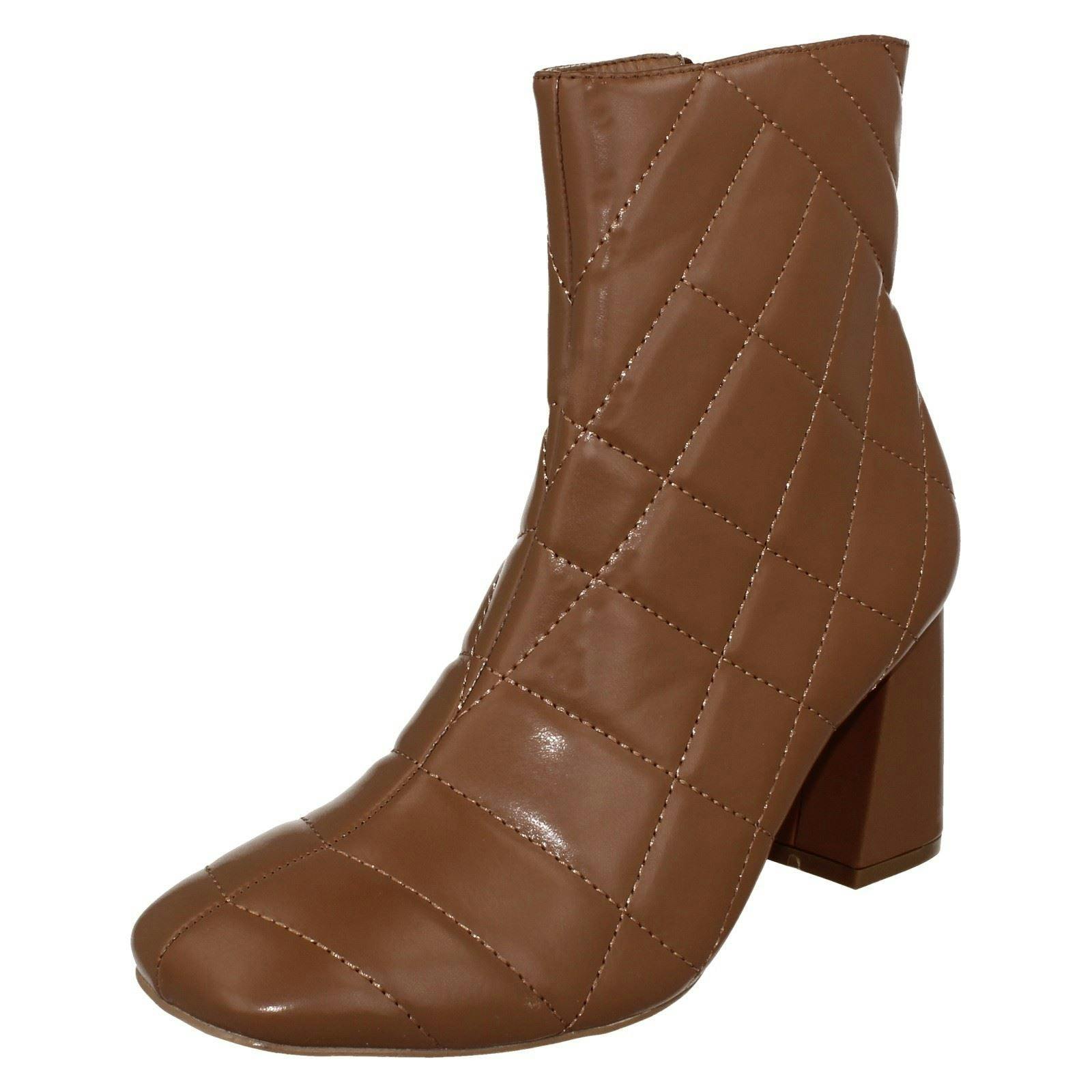 Spot On Women's Block Heel Ankle Boots - Nude - Uk 7