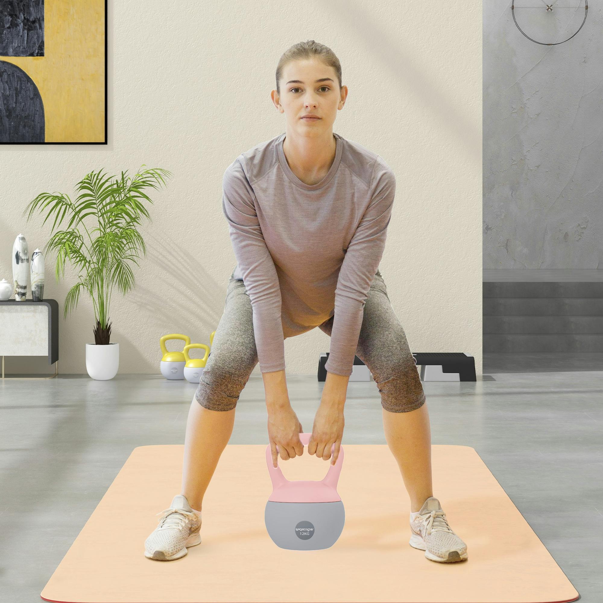 SPORTNOW 4/6/8/10/12kg Soft Kettlebell with Non Slip Handle Grey | Kettle Bell, Home Gym, Weight Lifting, Strength Training - Image 8