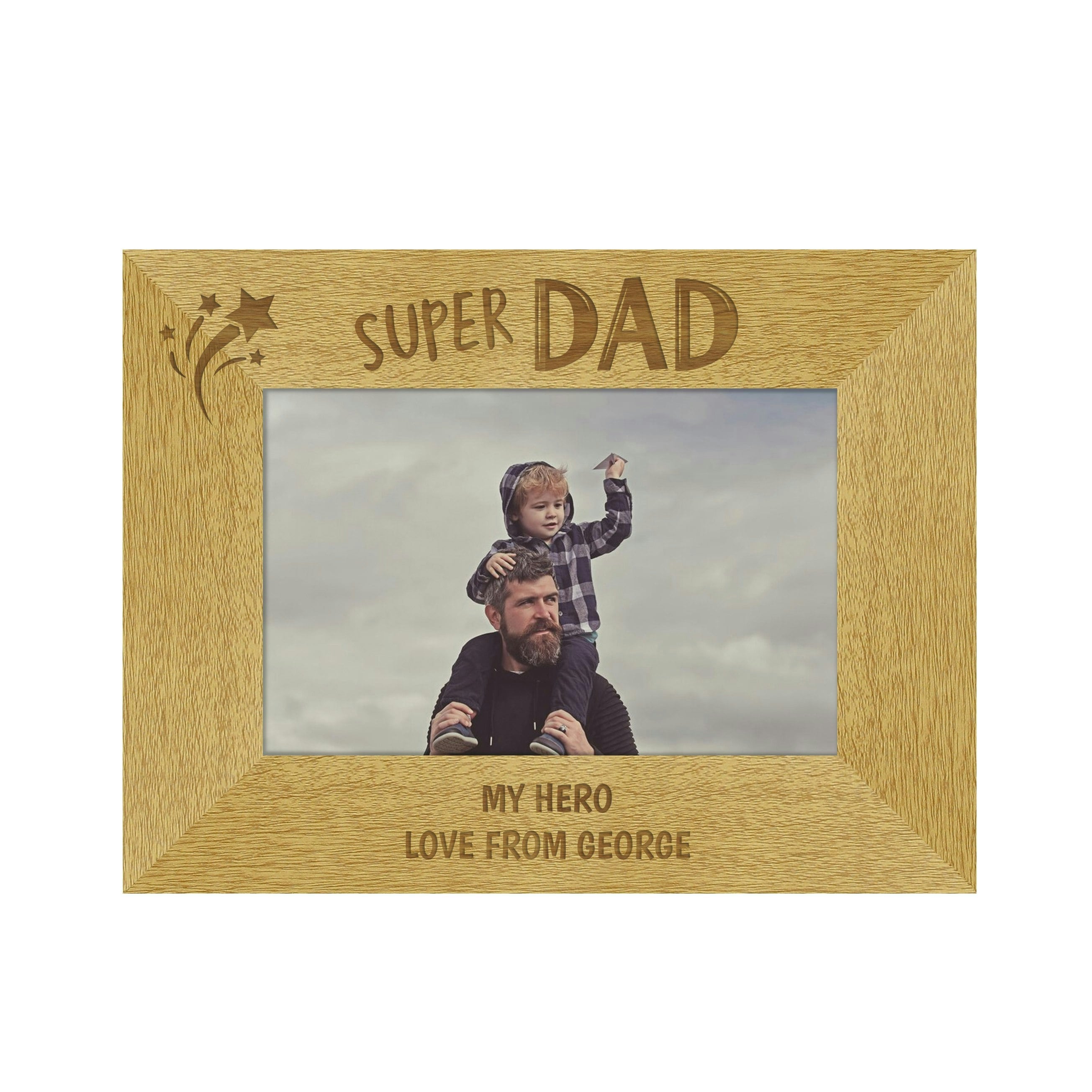 Rackhams Personalised Super Dad 6X4 Landscape Wooden Photo Frame