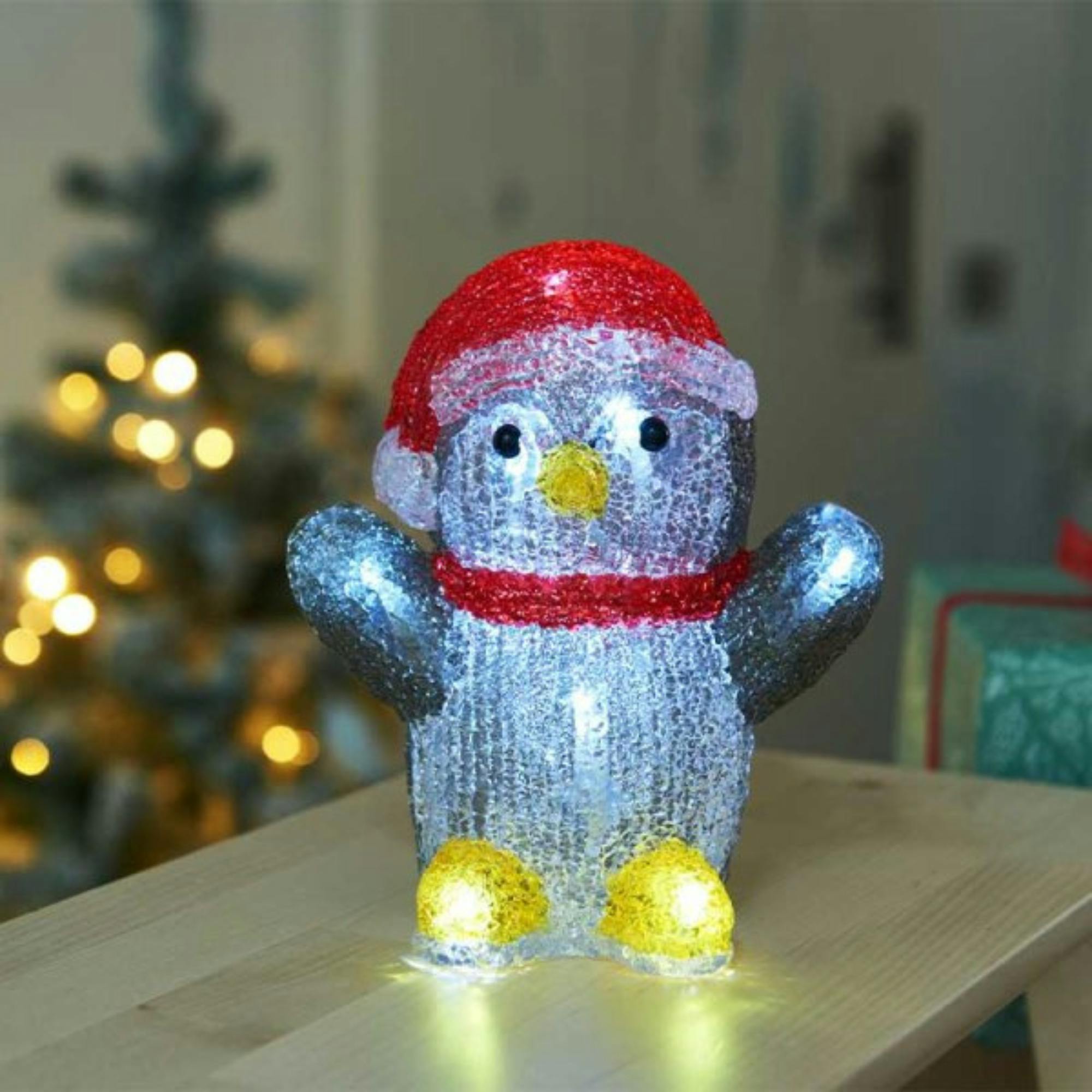 Photos - Fairy Lights Rackhams 16cm Battery Operated Light up Christmas Ice Penguin with 12 Cool White LEDs