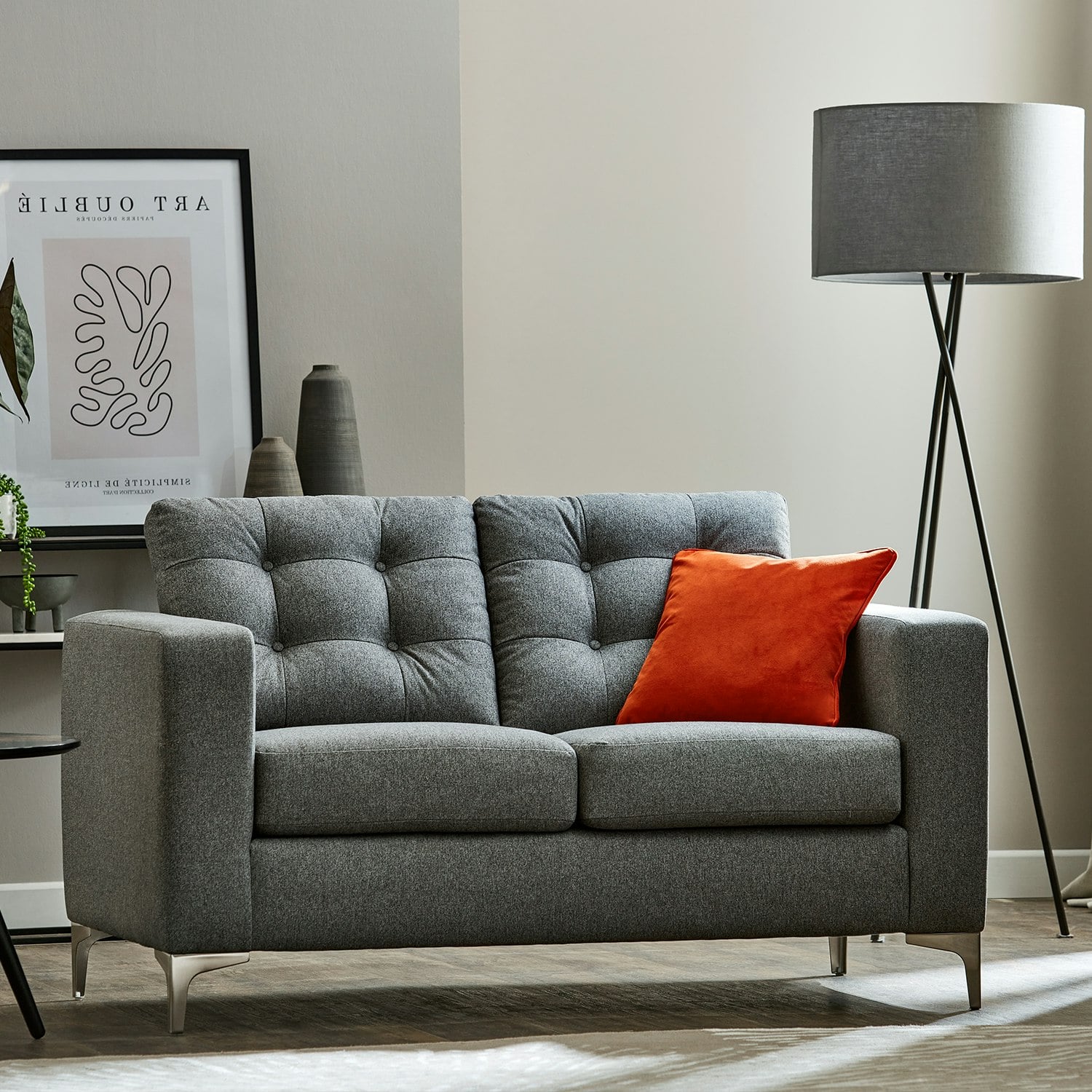 Furnishings For Less Grey Hackney Fabric 2 Seater Sofa - Pewter