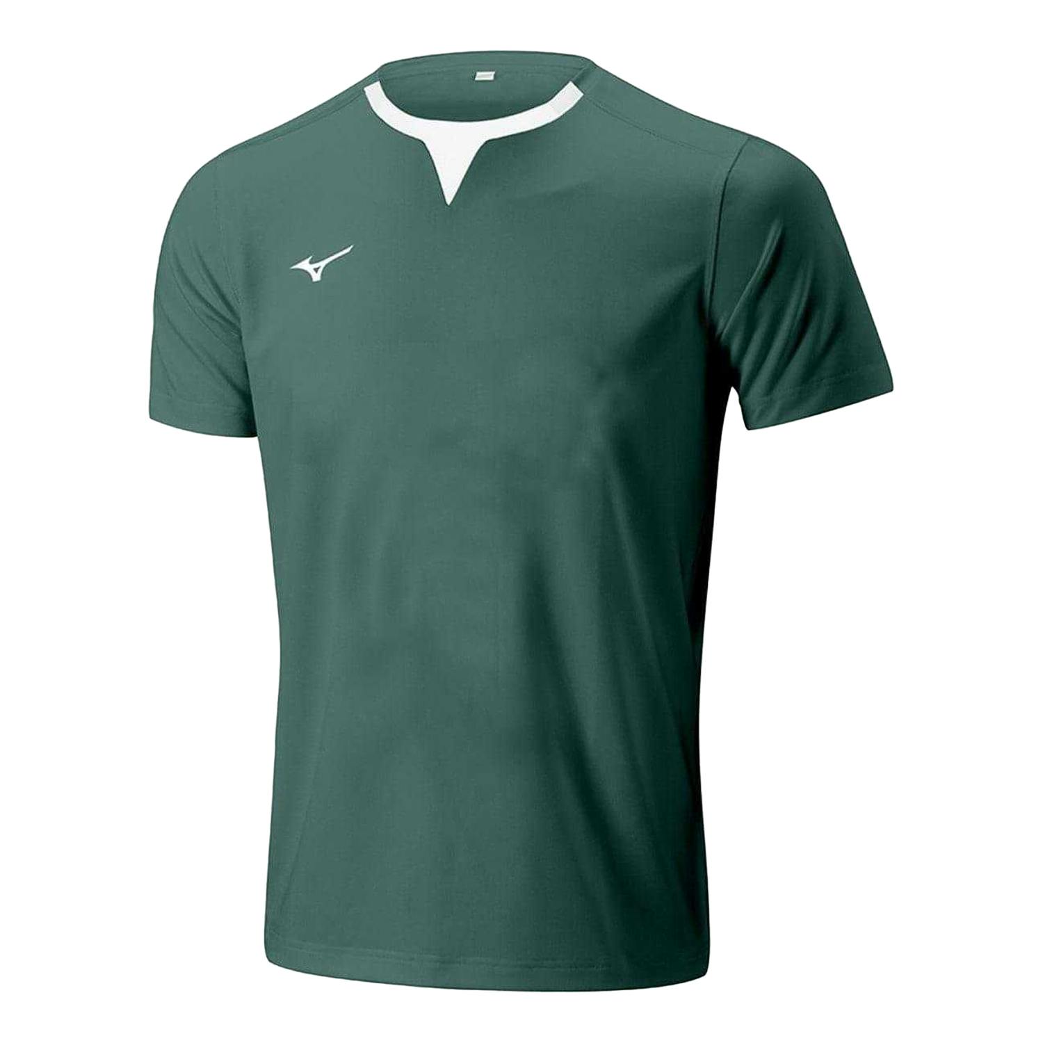 Mizuno Men's Green Authentic Logo Training Rugby Shirt - Bottle - M - Bottle - 100% Polyester