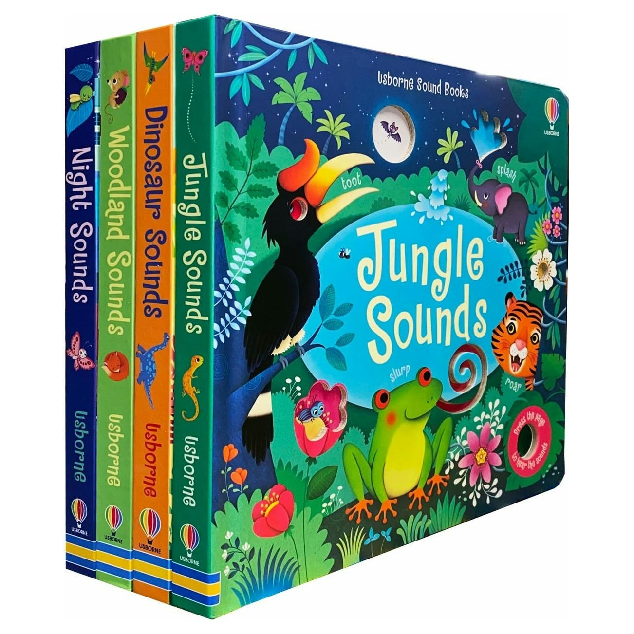 Usborne Publishing Ltd Sound Books Series 1 Collection 4 Books Set Jungle, Dinosaur, Woodland, Night