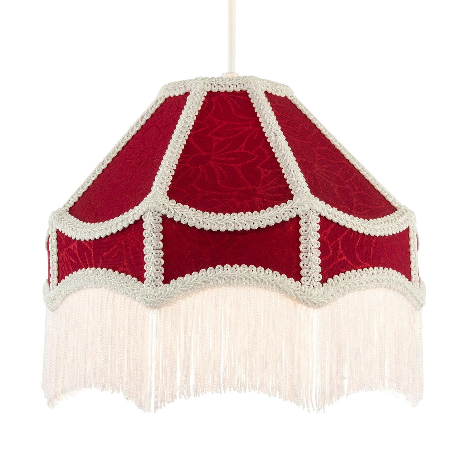 Happy Homewares Burgundy/Red Classic Victorian Style Empire Pendant Shade In Fabric