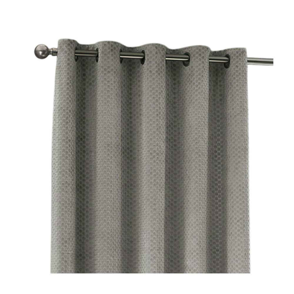 Furn Silver Neptune Velvet Eyelet Curtains - 117Cm X 183Cm - 100% Polyester