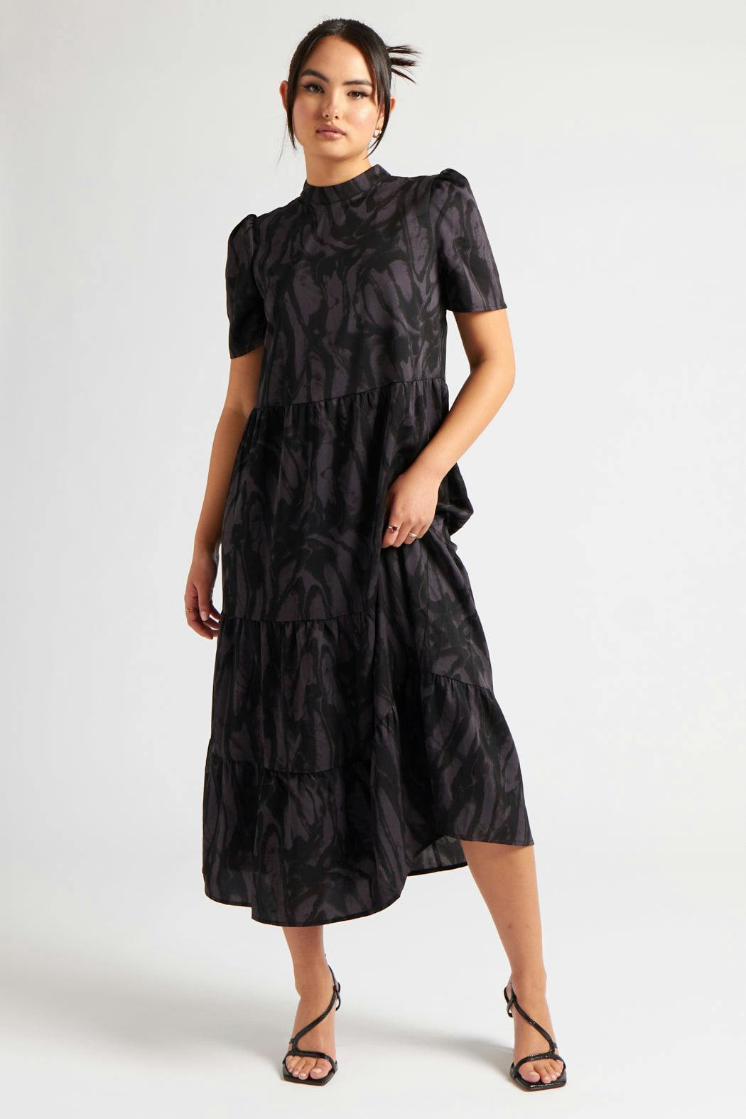 Urban Bliss Black Tie Dye Smock Dress - 8