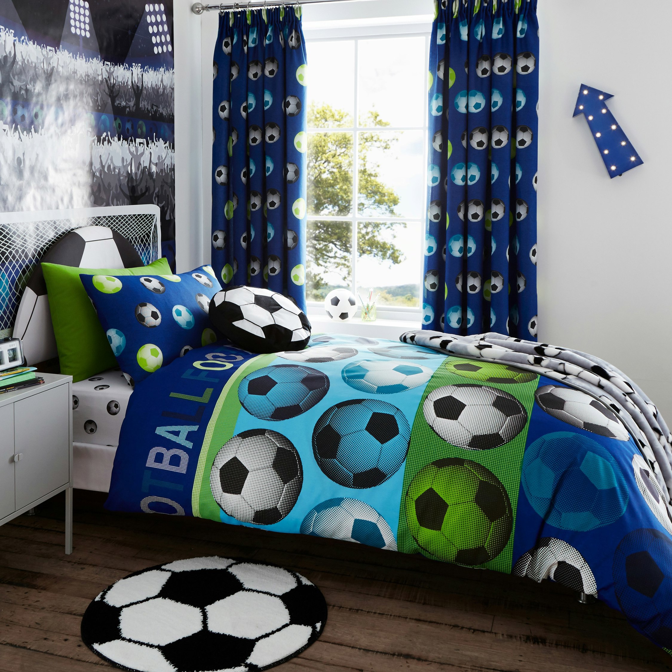 Rackhams Red/Blue Football Reversible Duvet Cover Set - Double