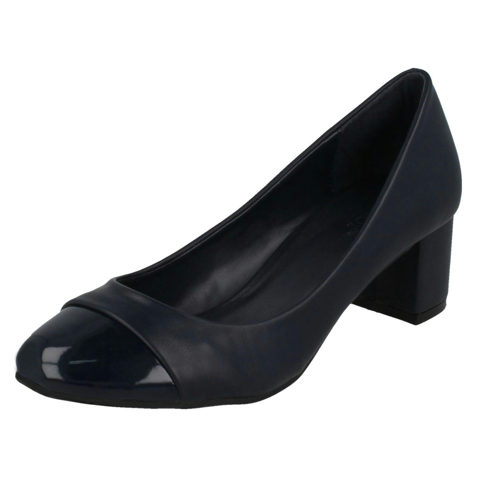 Spot On Women's Mid Heel Court Shoes - Navy - Uk 7