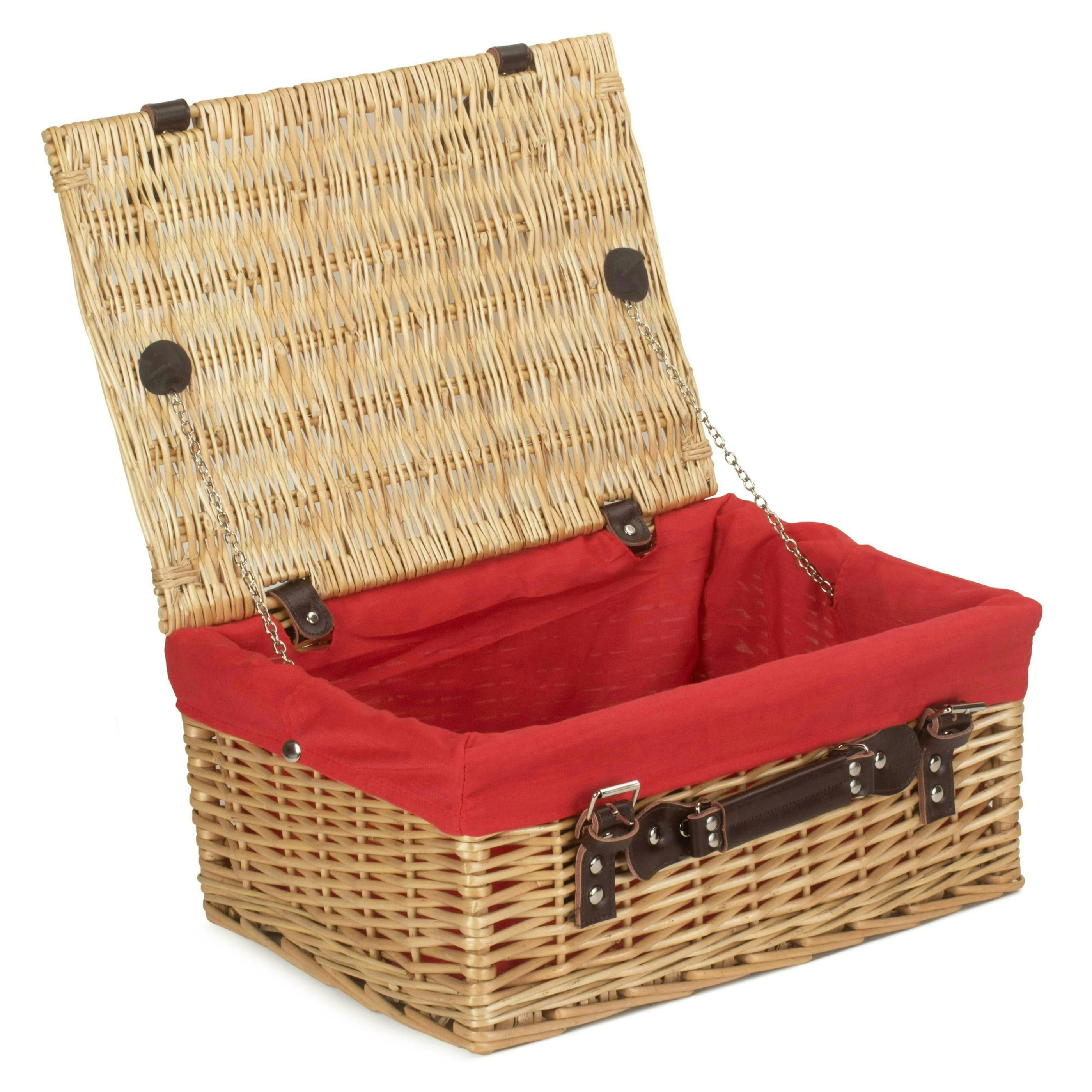 Rackhams Red 41Cm Buff Willow Wicker Picnic Basket
