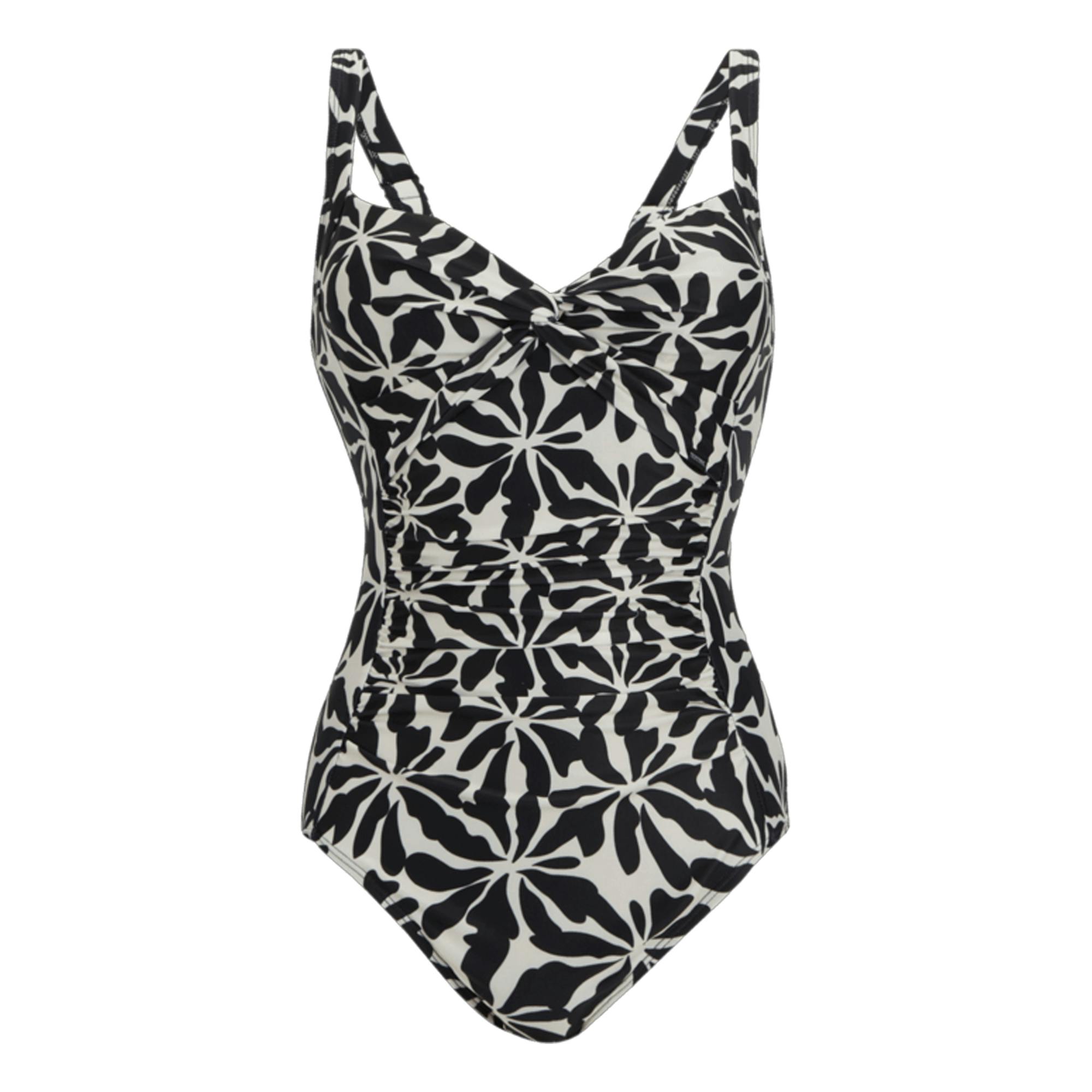 Regatta Women's Beige Sakari Abstract Floral Tummy Control One Piece Swimsuit - 10 Uk - 85% Recycled Polyester/15% Elastane