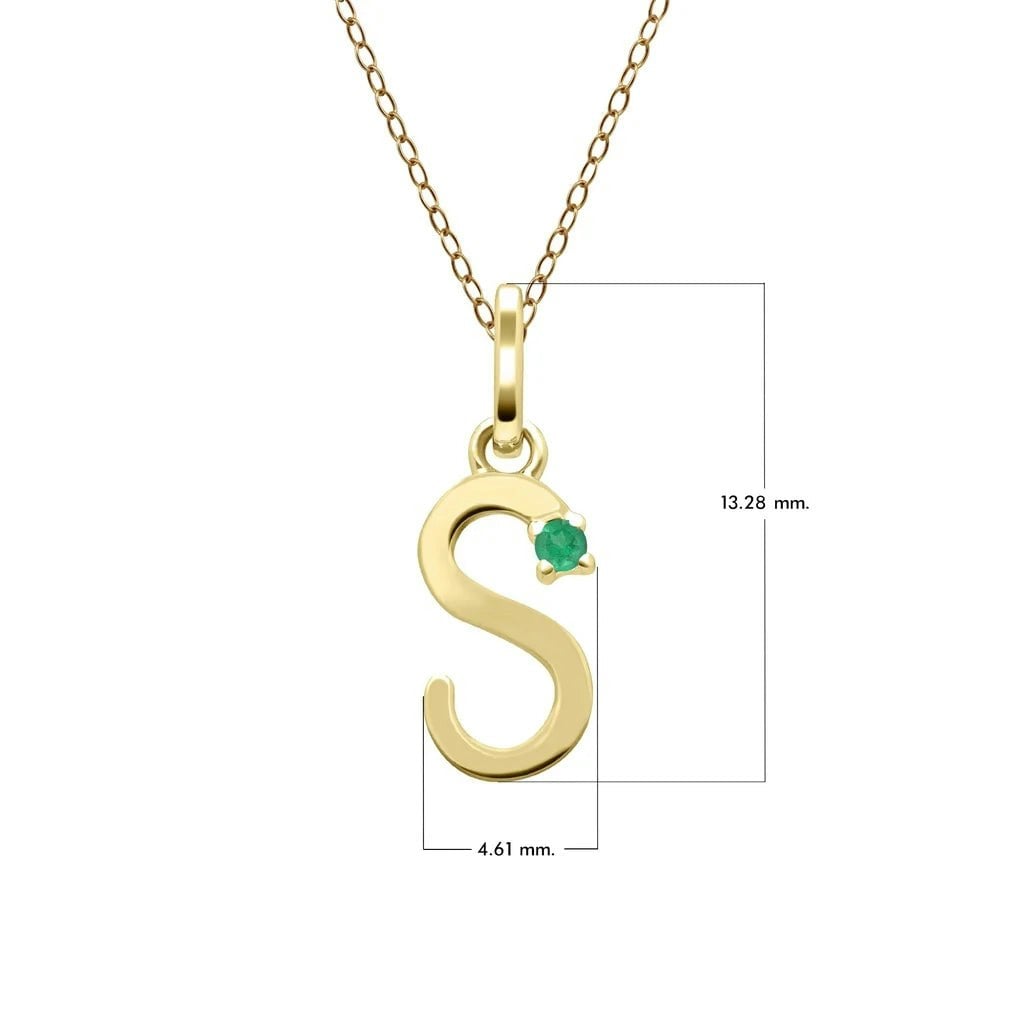 Gemondo Yellow/Gold Initial Emerald Letter Necklace In 9Ct - S