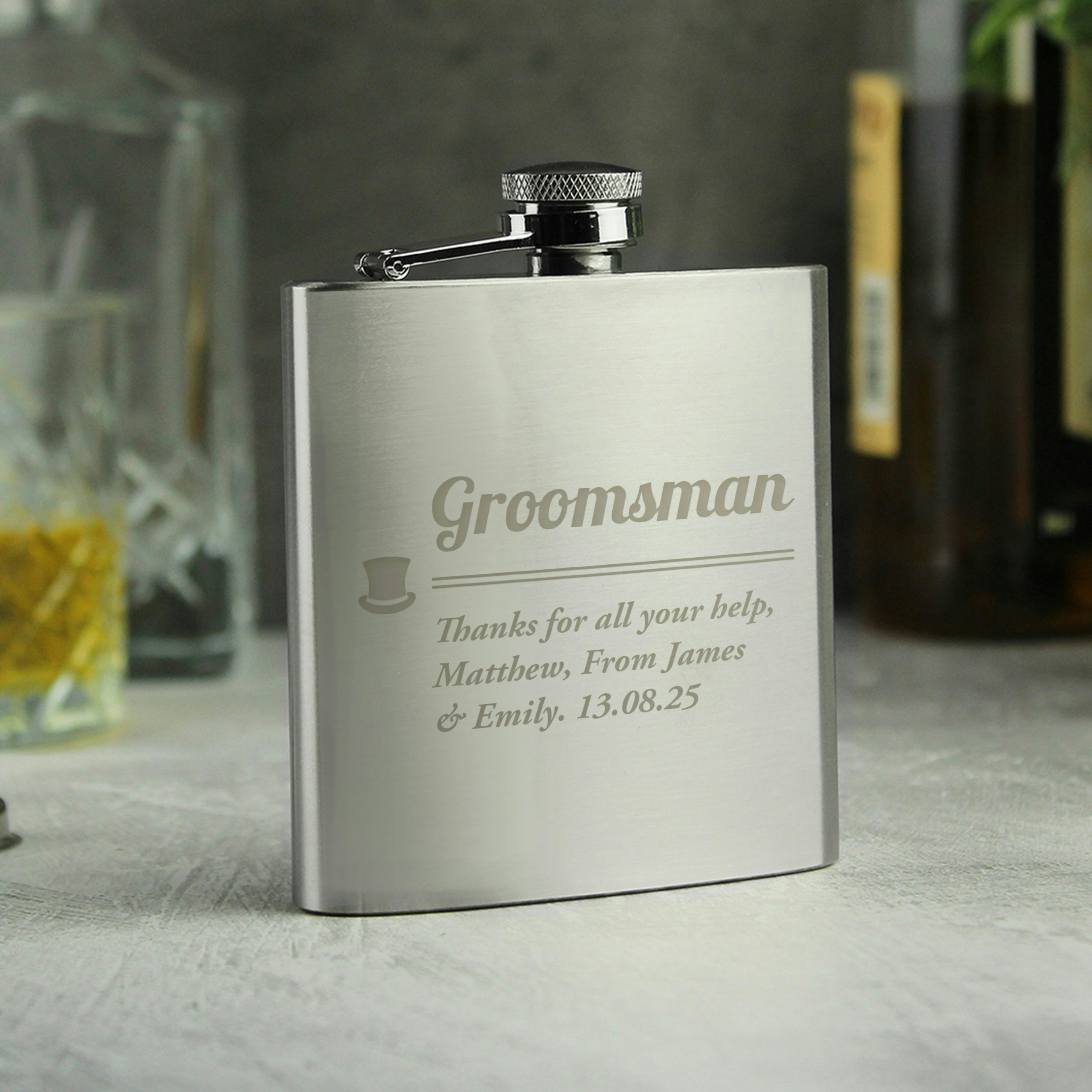 Rackhams Personalised Groomsman Hip Flask