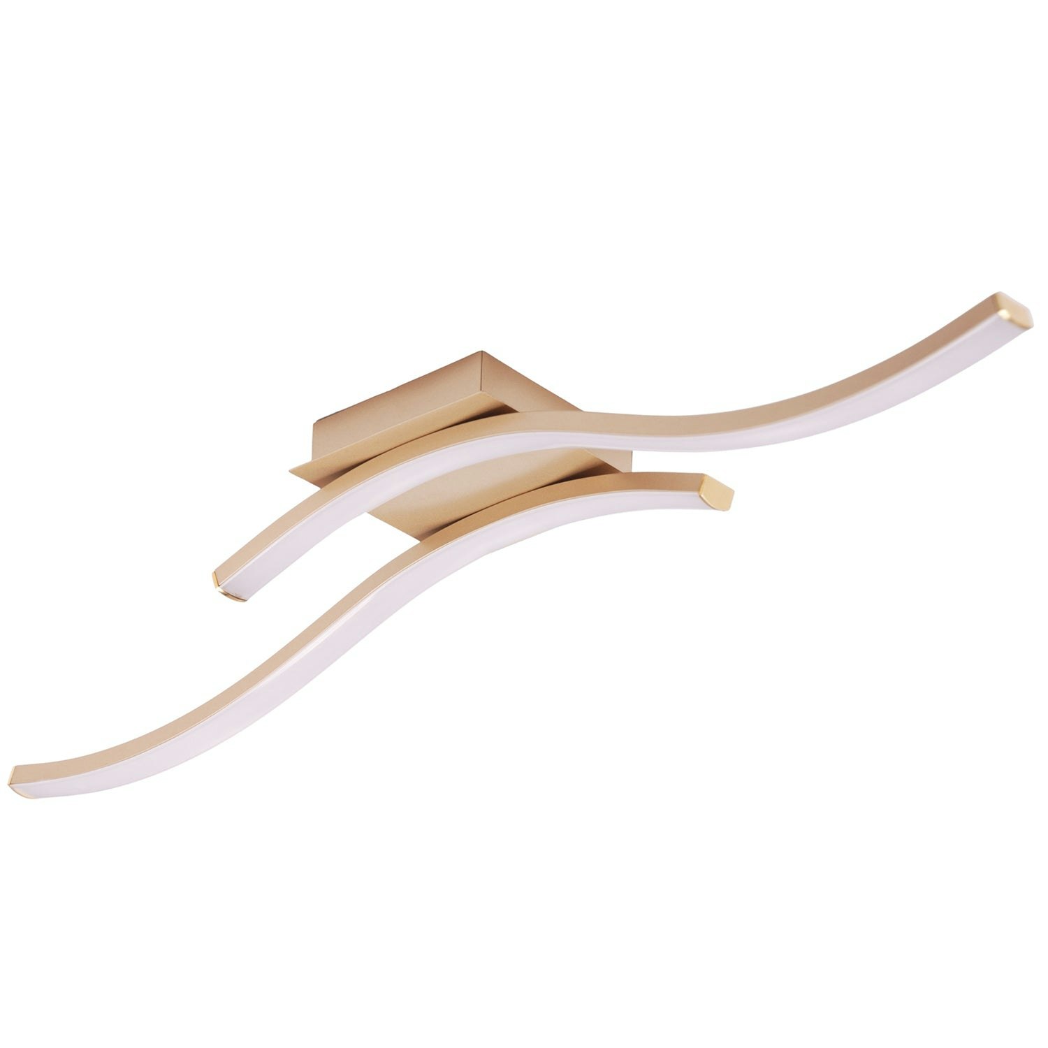 Happy Homewares Light/Gold Modern Double Wavy Strip Flush Led Powered Ceiling Fitting In Sand