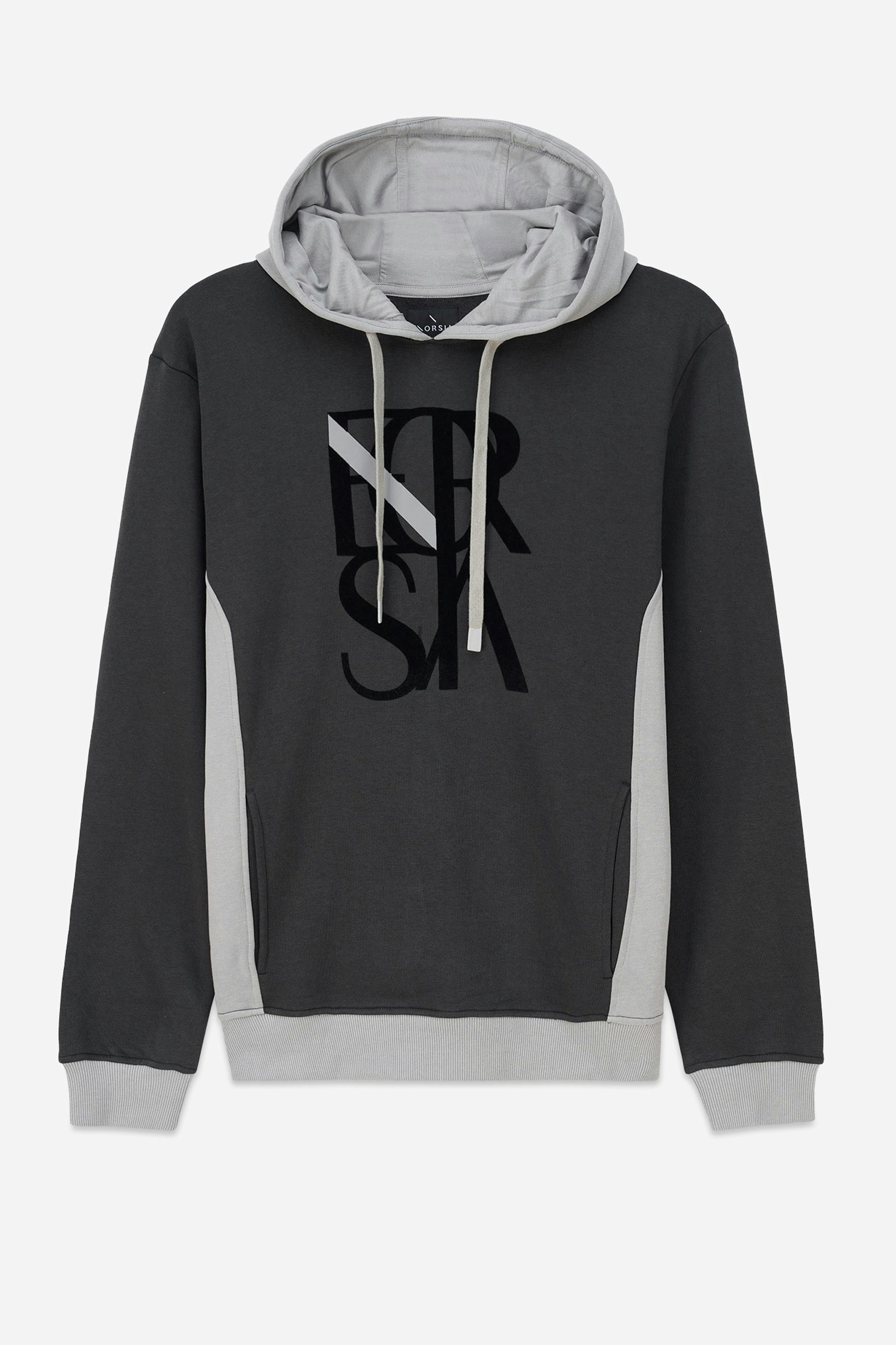 Enorsia Men's Black Flock Print Overhead Hoodie - Xxl - 60% Cotton, 40% Polyester