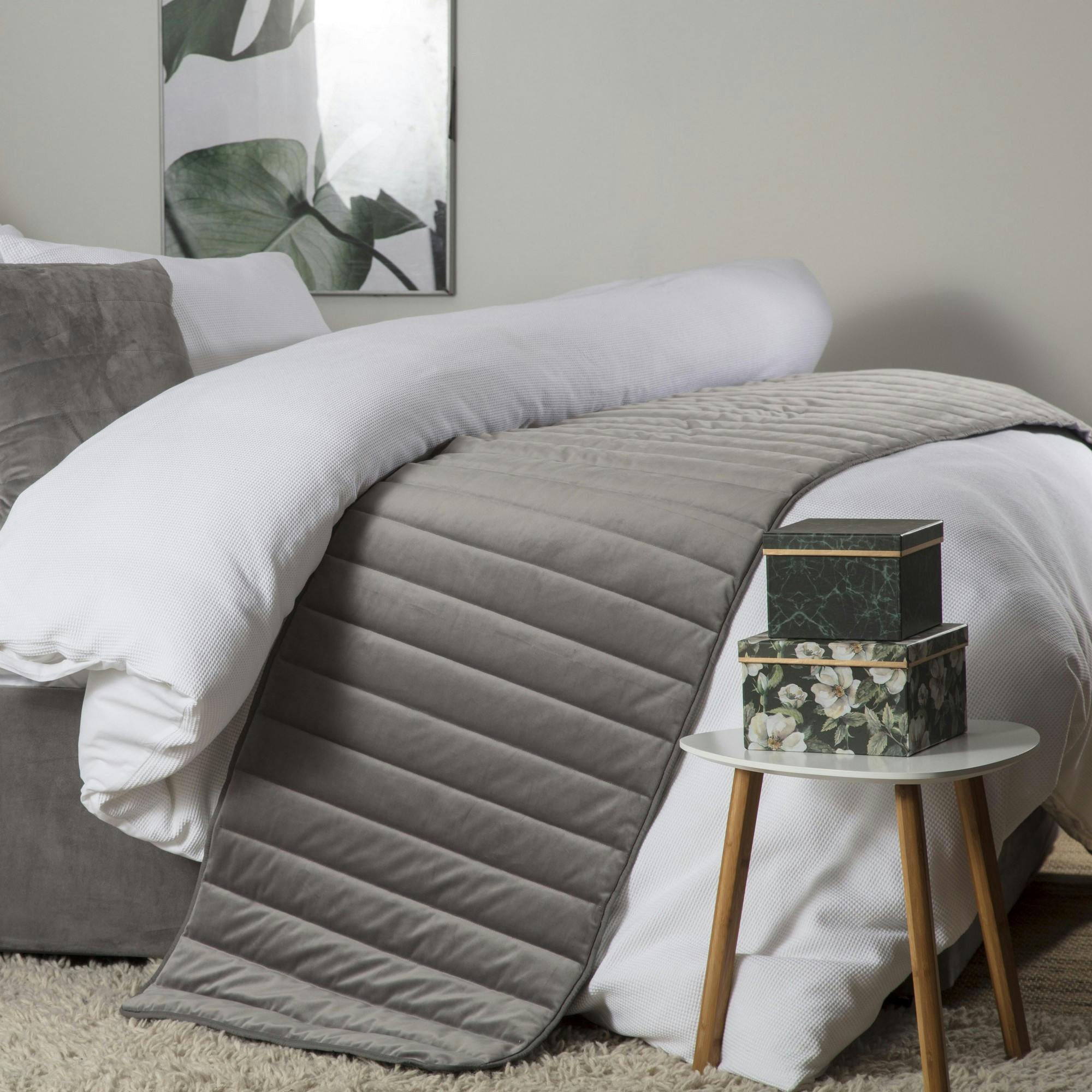 Rackhams Verona Bed Runner - Charcoal - One Size - Charcoal - 100% Faux Suede