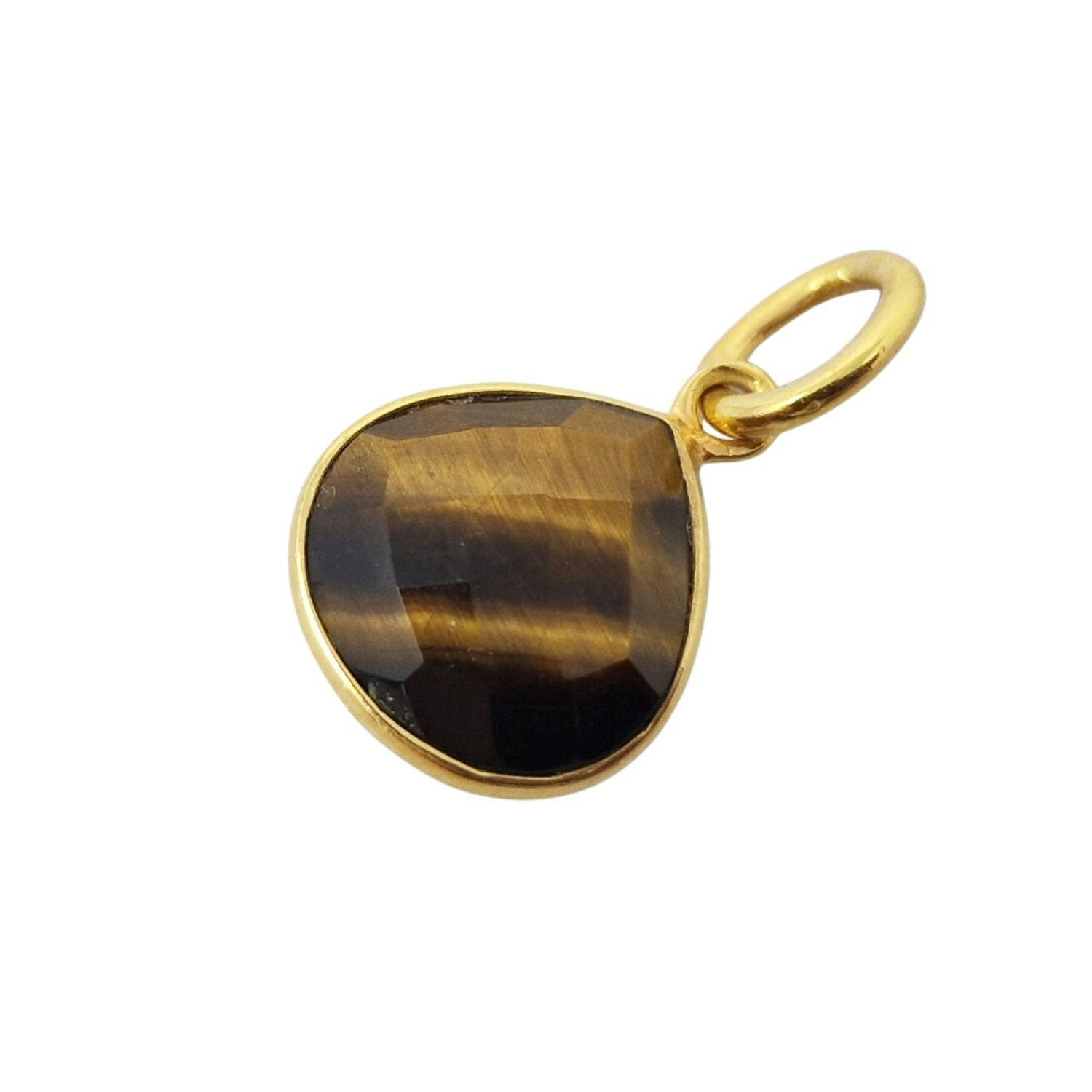 Harfi Gold 18Ct Plated Tiger's Eye Heart Birthstone Pendant