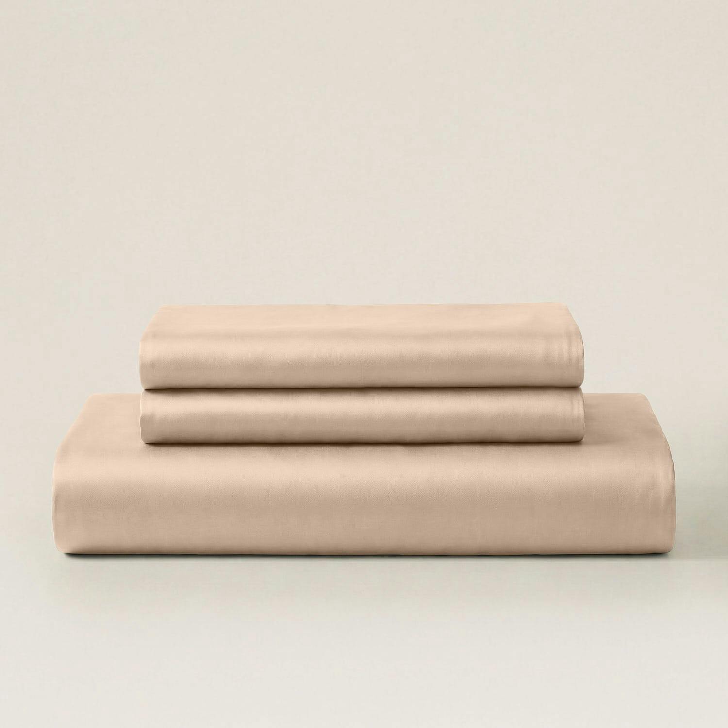 Bedable Beige Sateen Duvet Cover Set - King - Standard