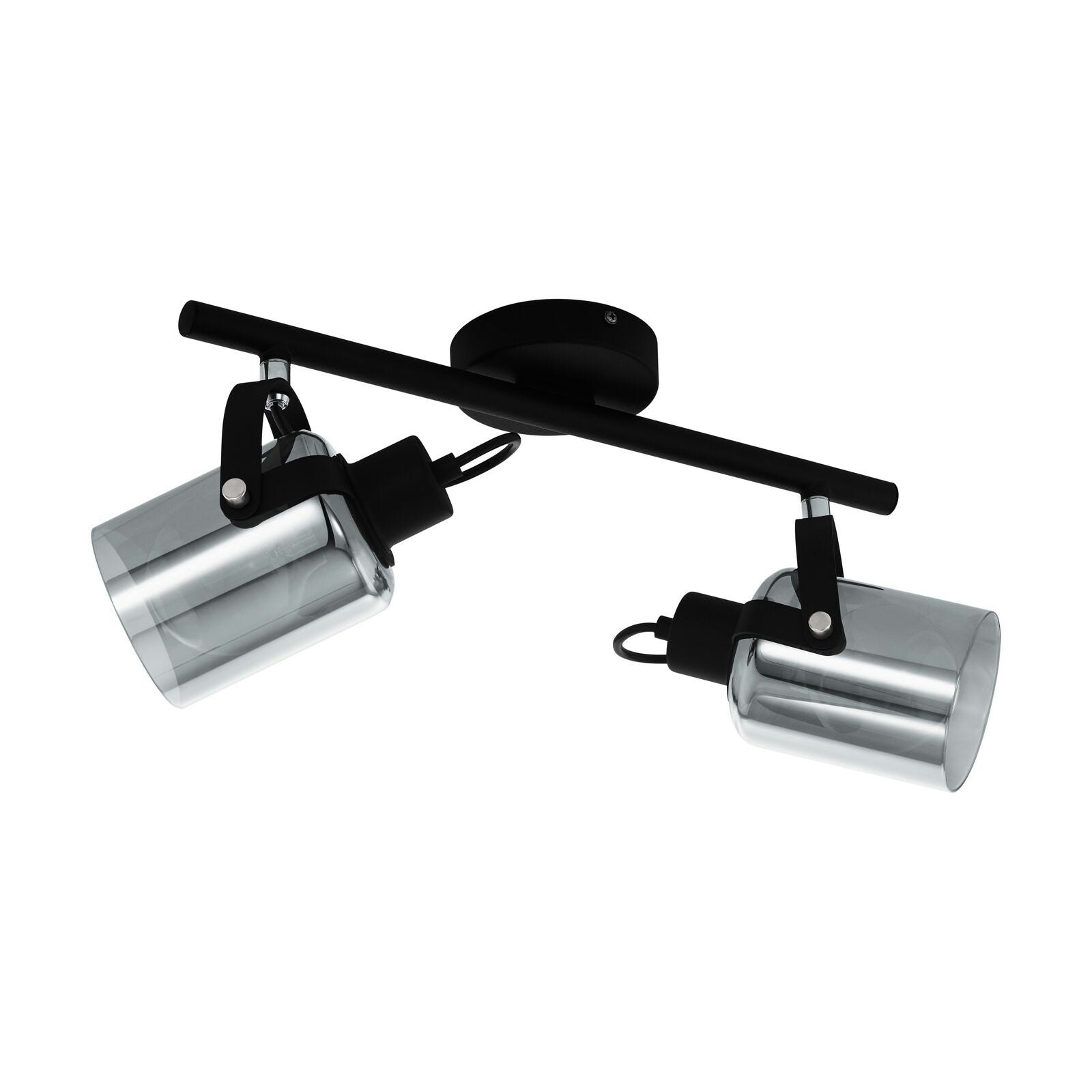 Rackhams Light/Black Flush Ceiling Chrome Shade Glass Vaporized Bulb E27 2X40w Size 2