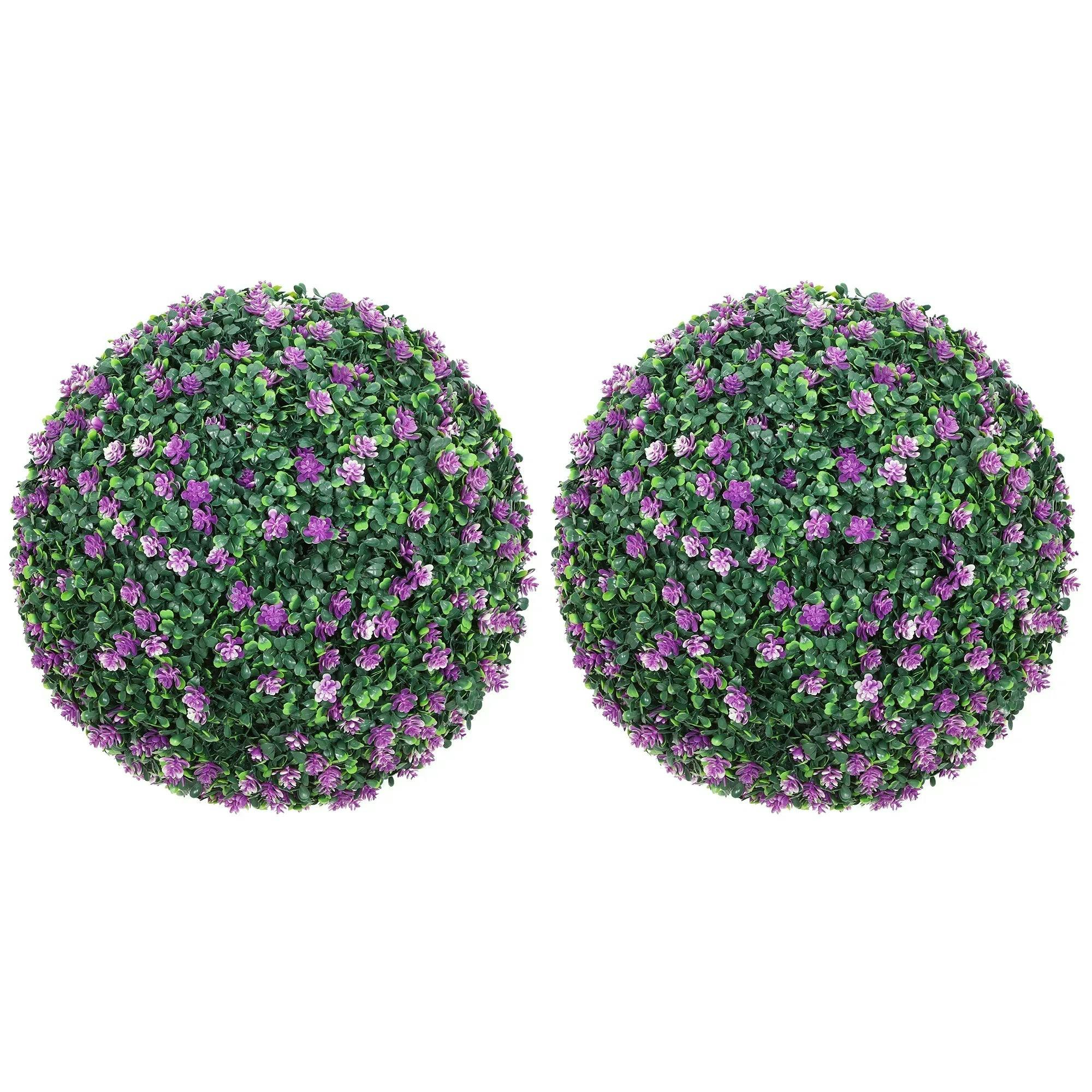 Set of Two Artificial Boxwood Balls Plants - Purple - Image 6